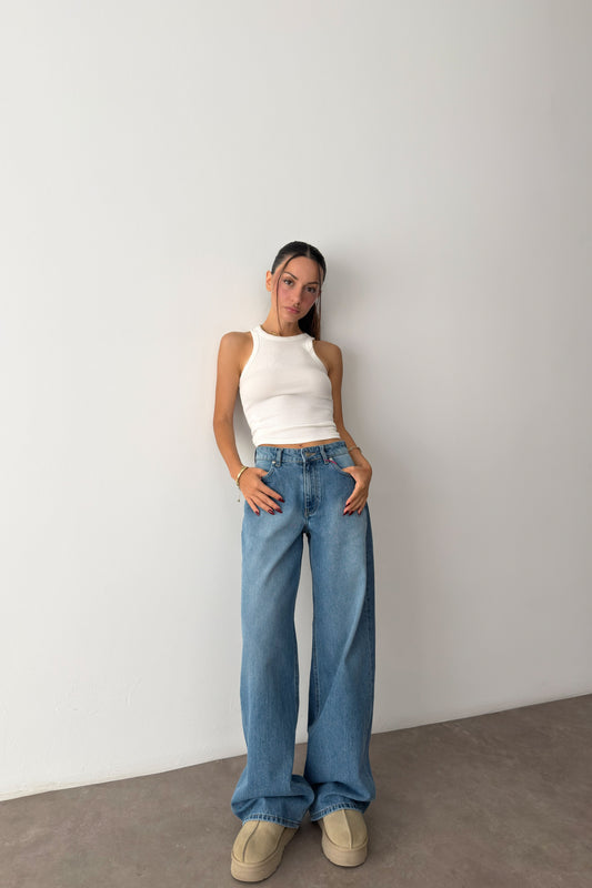760 Mid Blue Yüksek Belli Baggy Jean