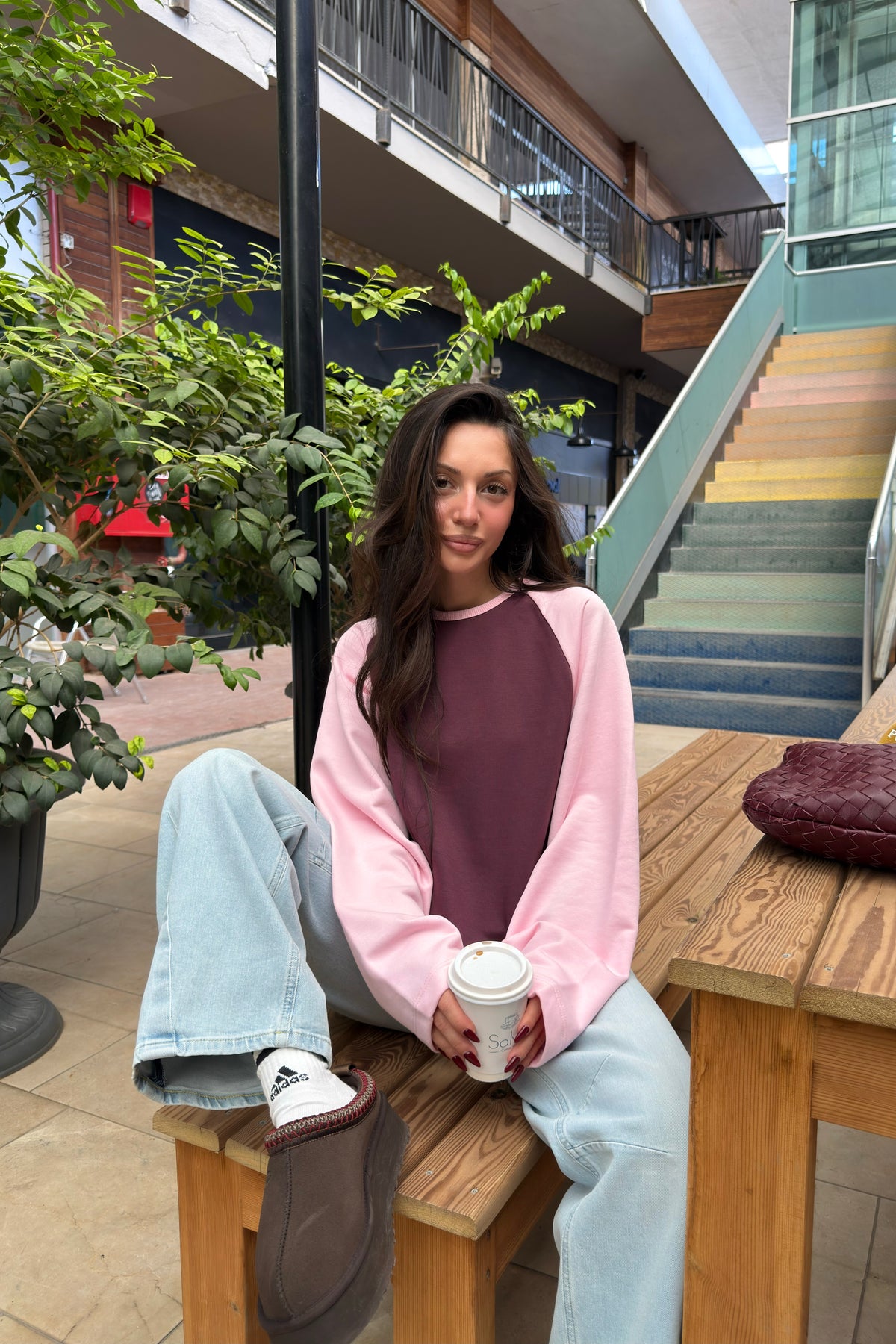 Mürdüm Pembe Beyzbol Sweatshirt