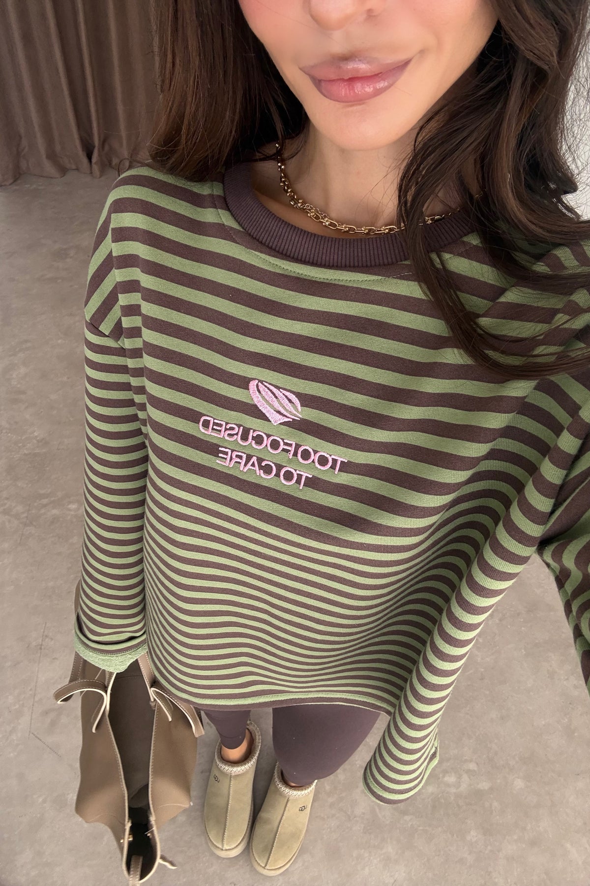 To Care Yeşil Kahve Çizgili Sweatshirt