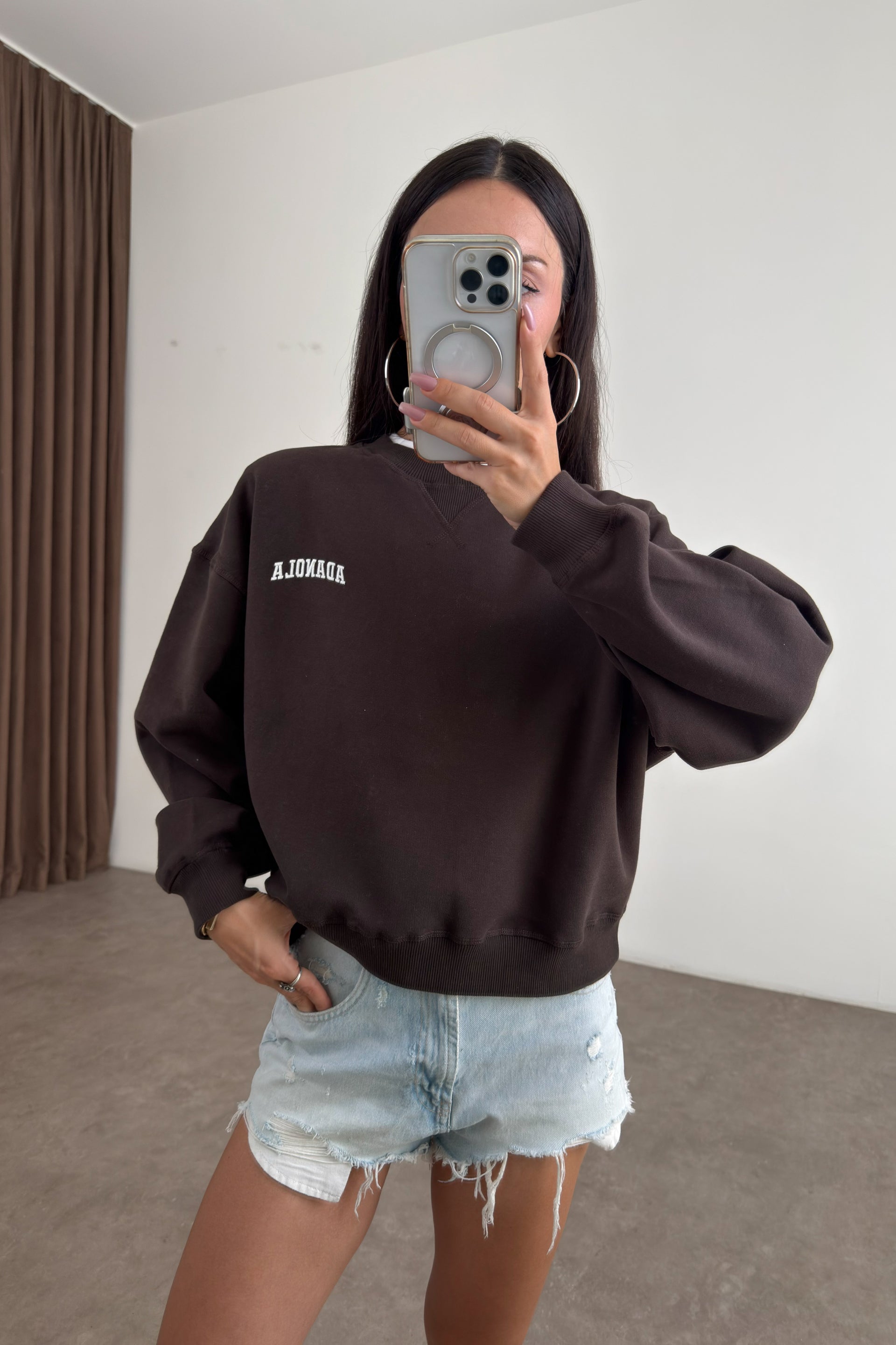 Orijinal Marka Adnla Loouse Fit Kahve Sweatshirt