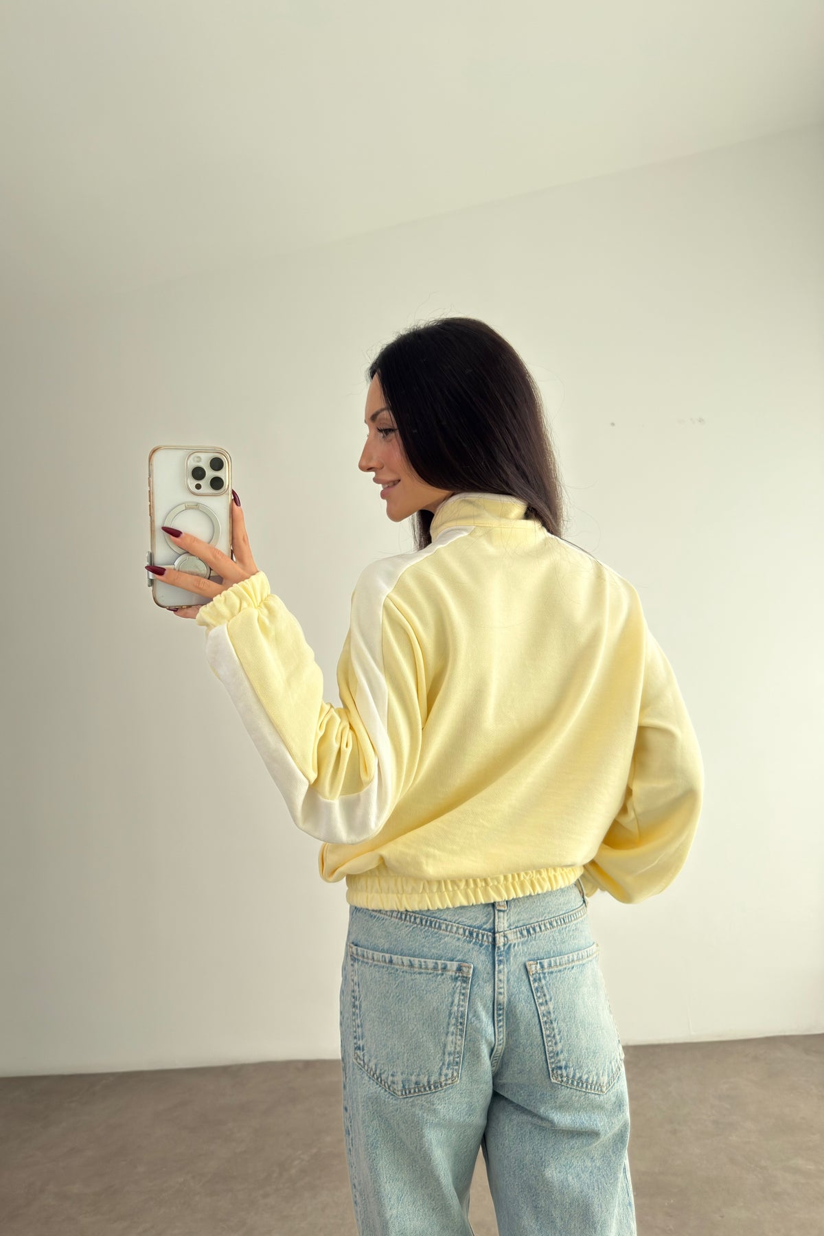 Brshk Asimetrik Frog Kapama Sarı  Sweatshirt