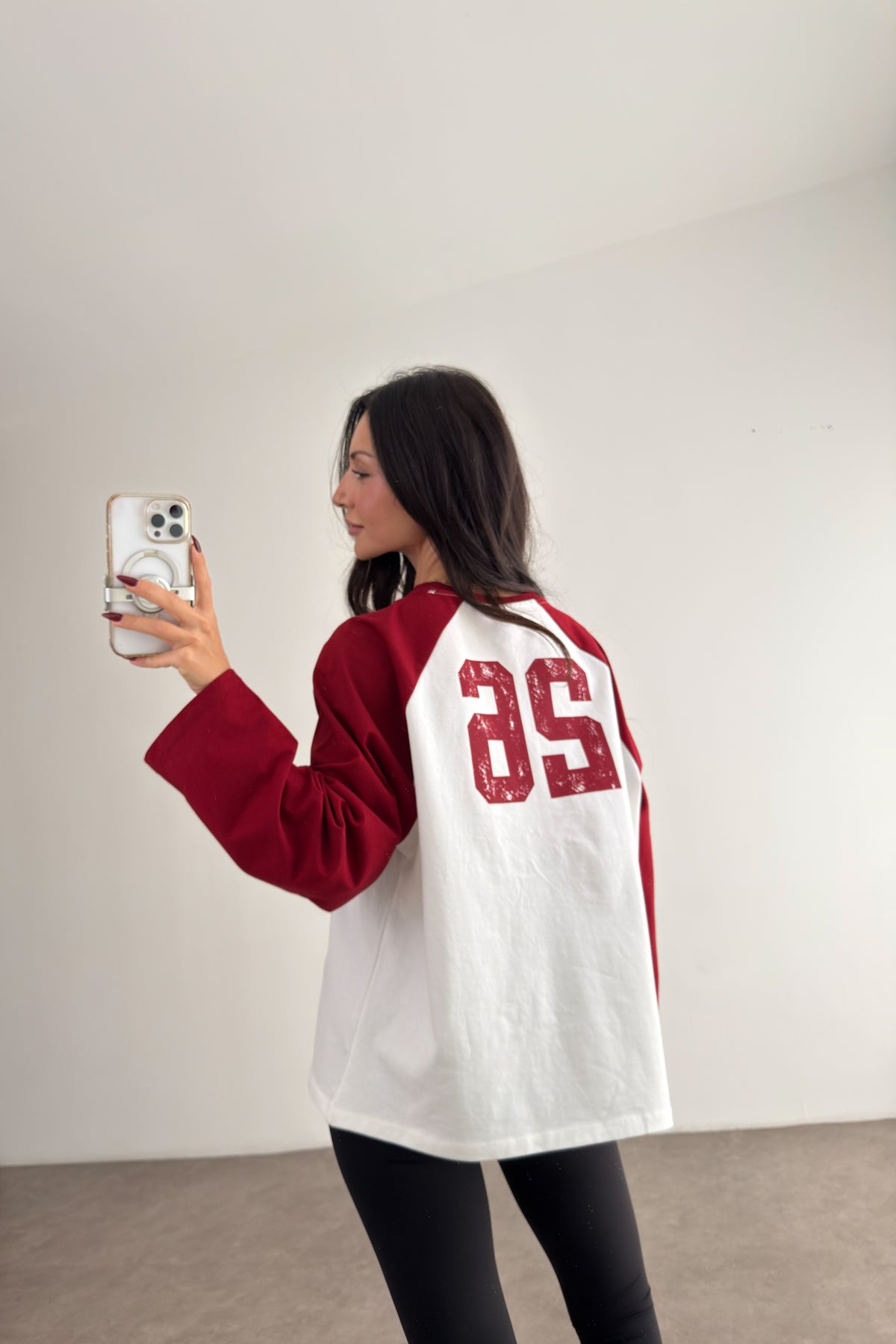 Strteen Kırmızı Beyaz Beyzbol Sweatshirt