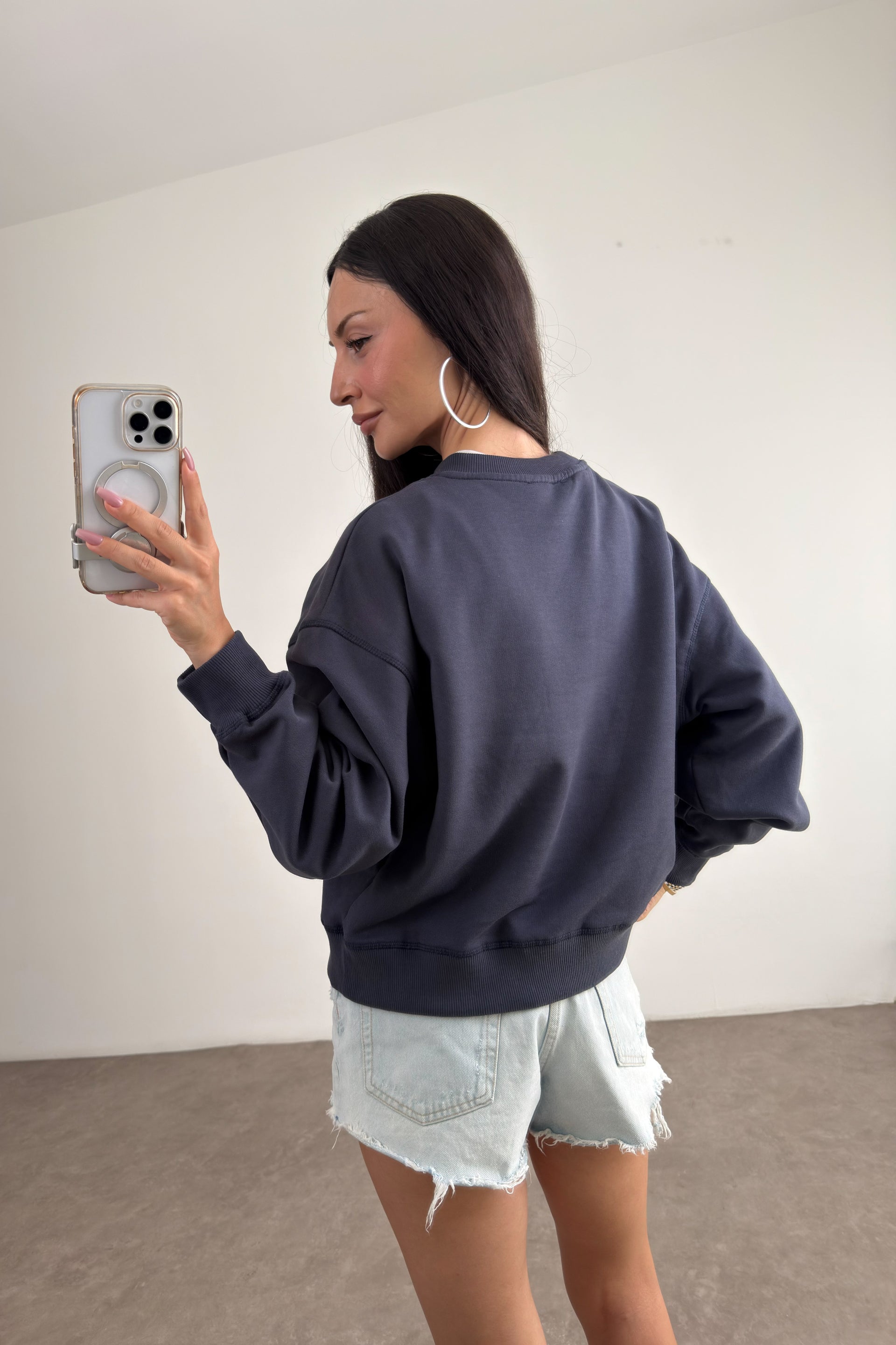 Orijinal Marka Loouse Fit Antrasit Sweatshirt