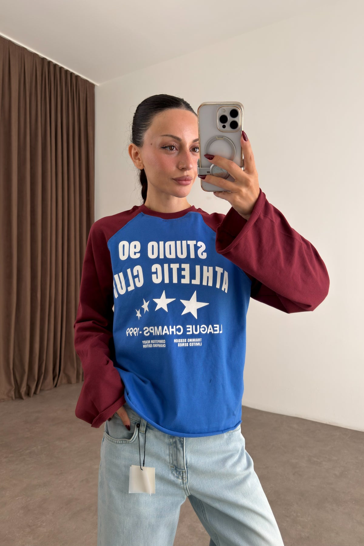 Brshk Mavi Bordo Beyzbol Sweatshirt