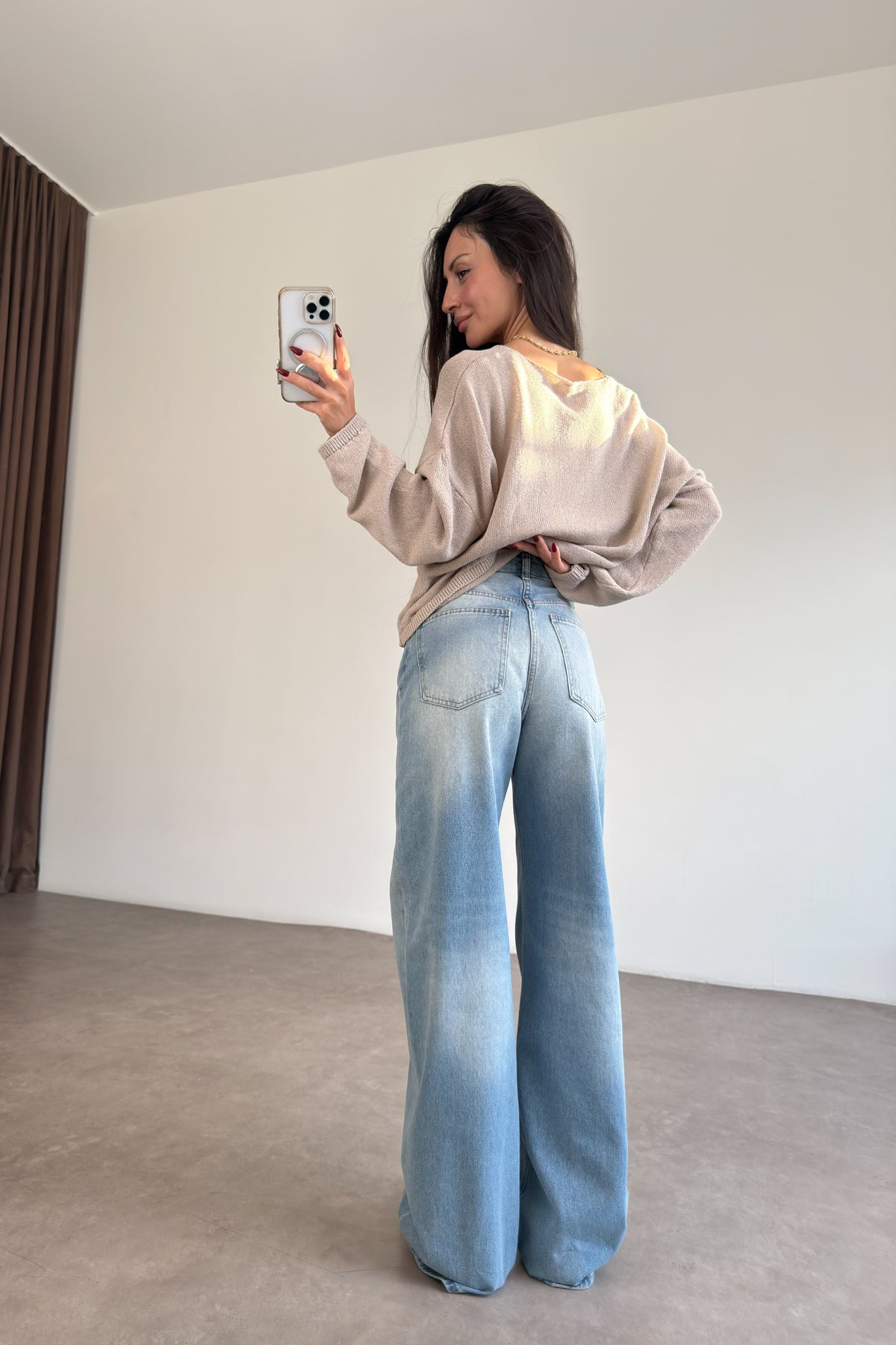 Cs Ice Blue Yüksek Belli Baggy Jean