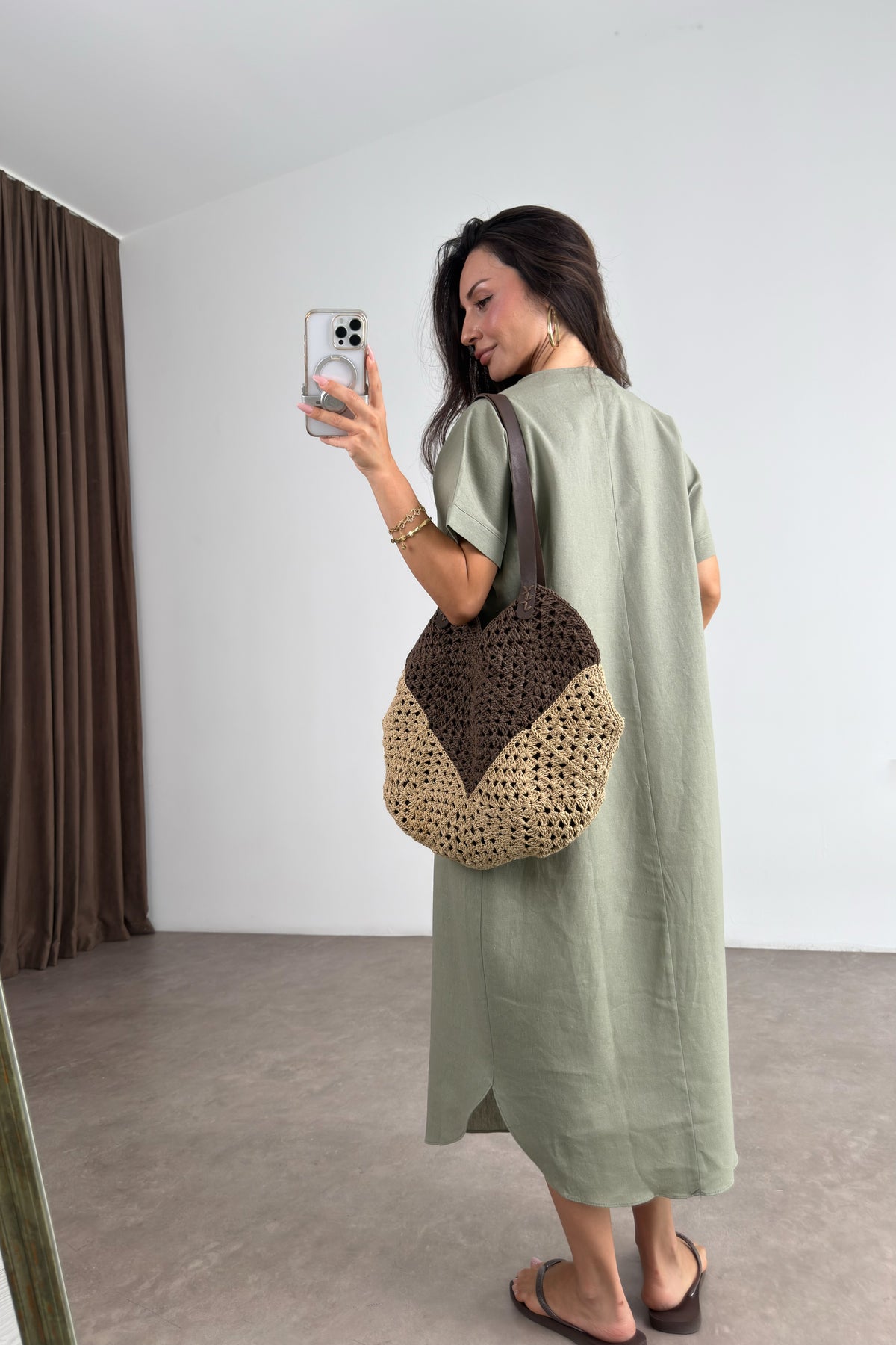 Premium Linen Keten Elbise Çağla