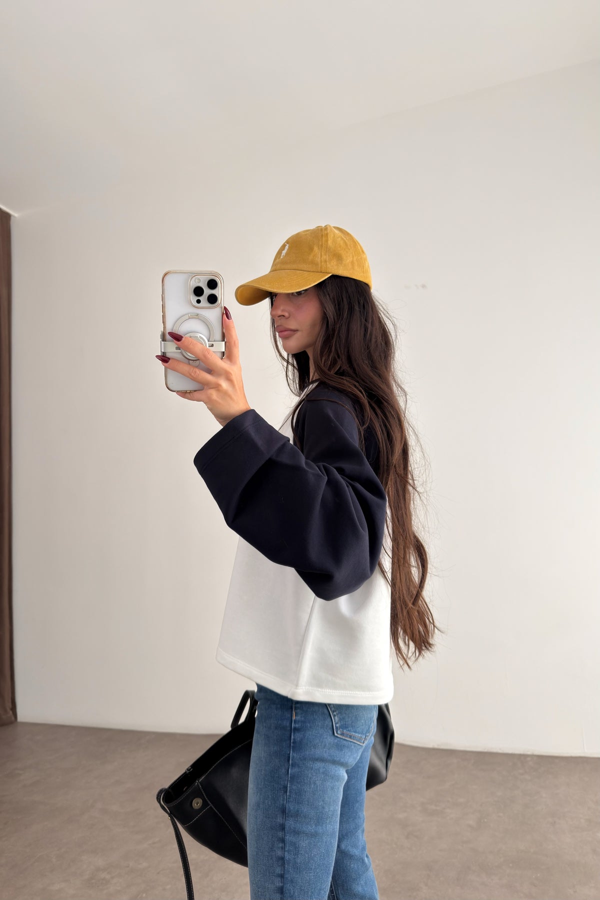 Lacivert Beyaz Beyzbol Sweatshirt