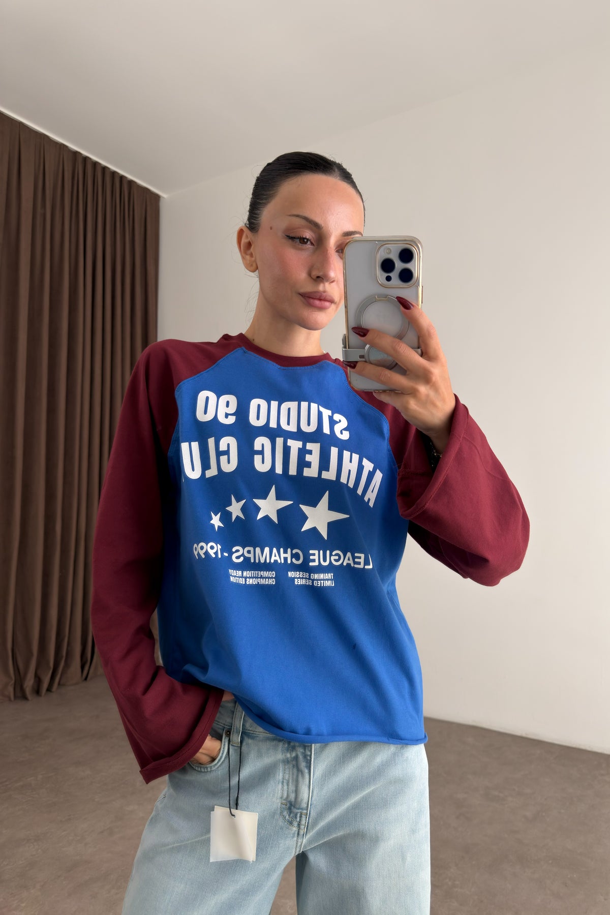 Brshk Mavi Bordo Beyzbol Sweatshirt