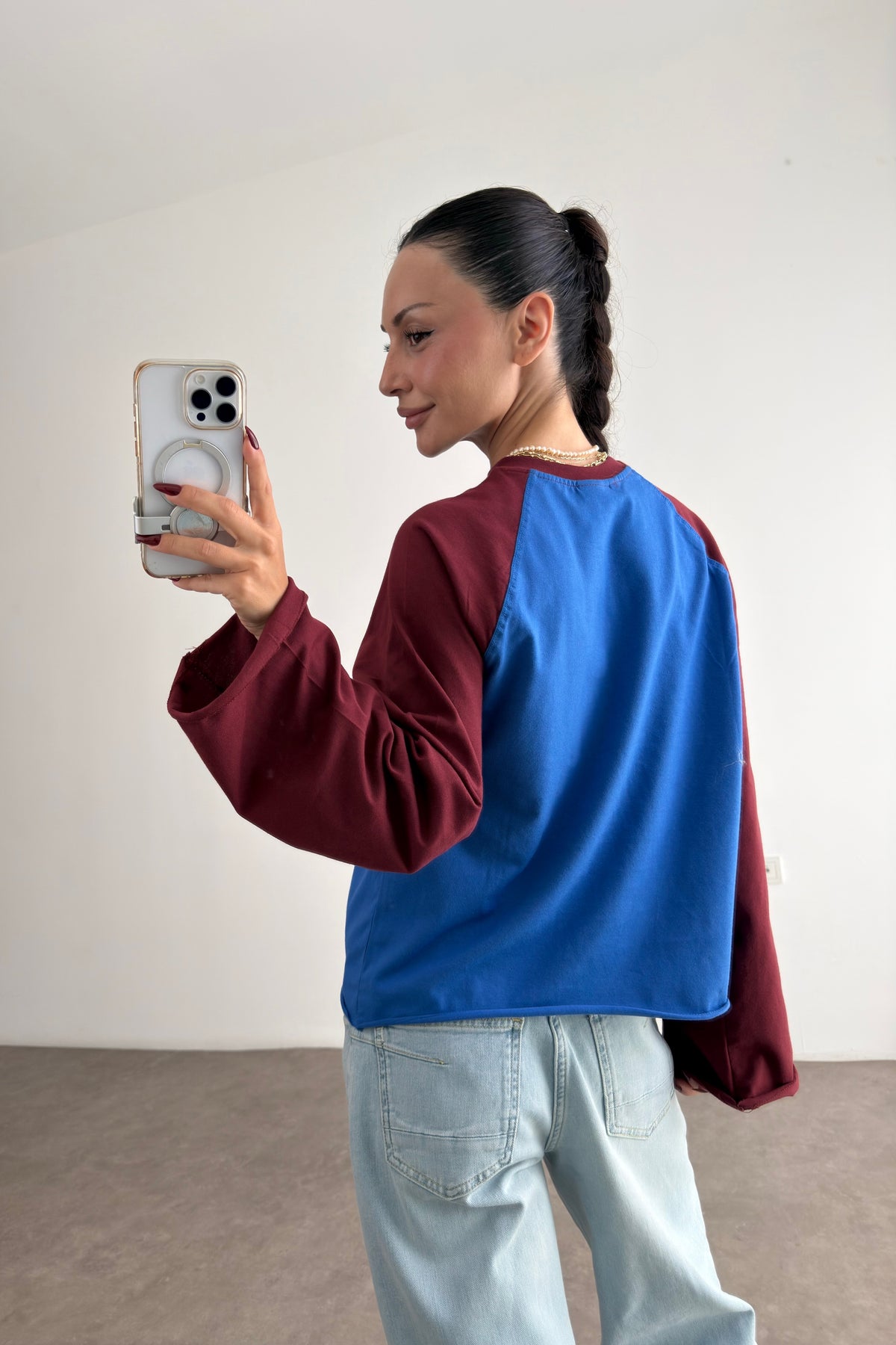 Brshk Mavi Bordo Beyzbol Sweatshirt