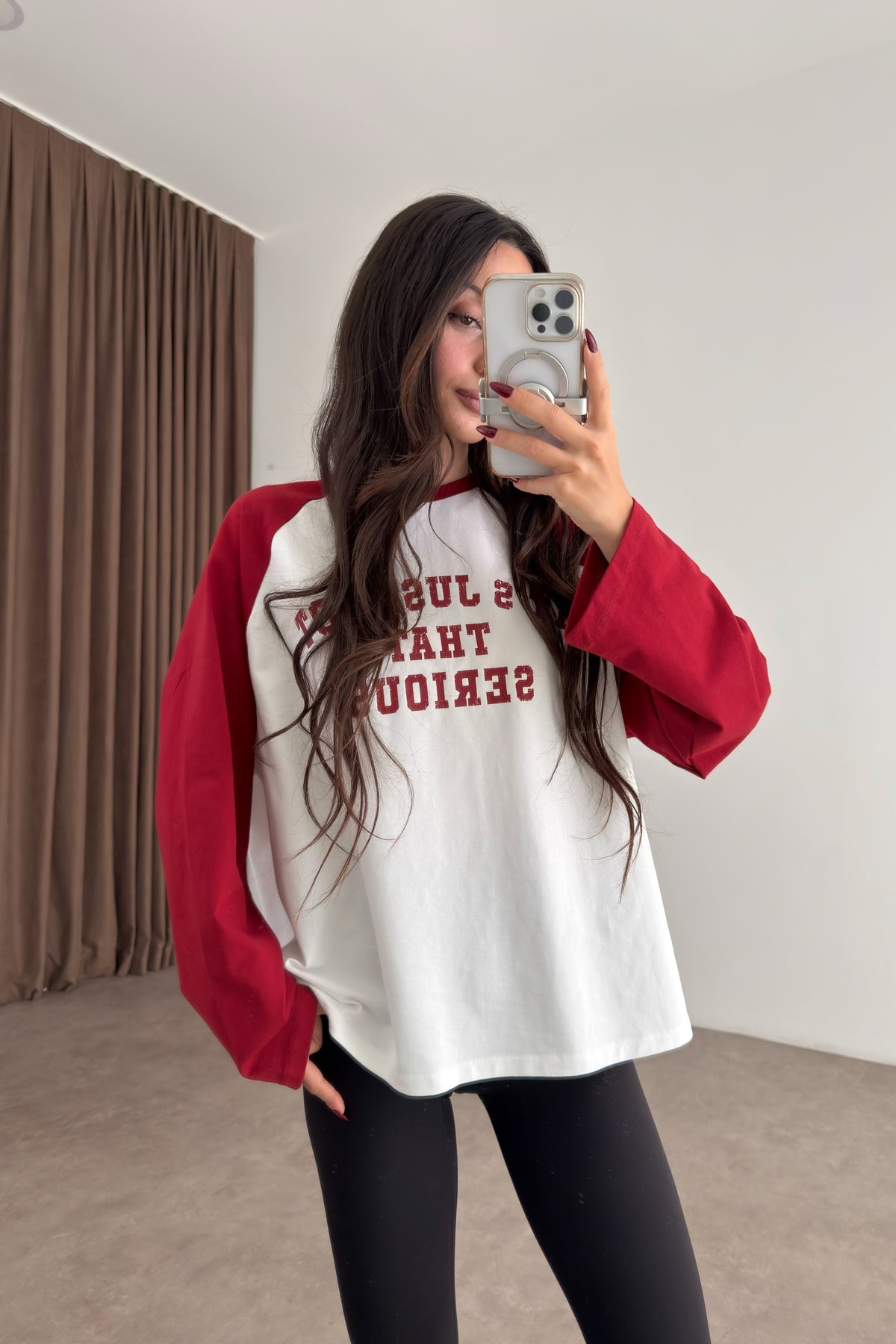 Strteen Kırmızı Beyaz Beyzbol Sweatshirt