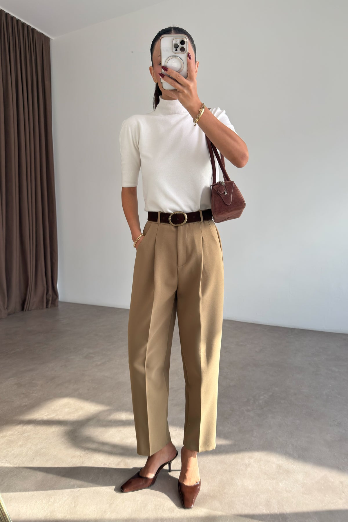 Premium Kemerli Olive Havuç Pantolon