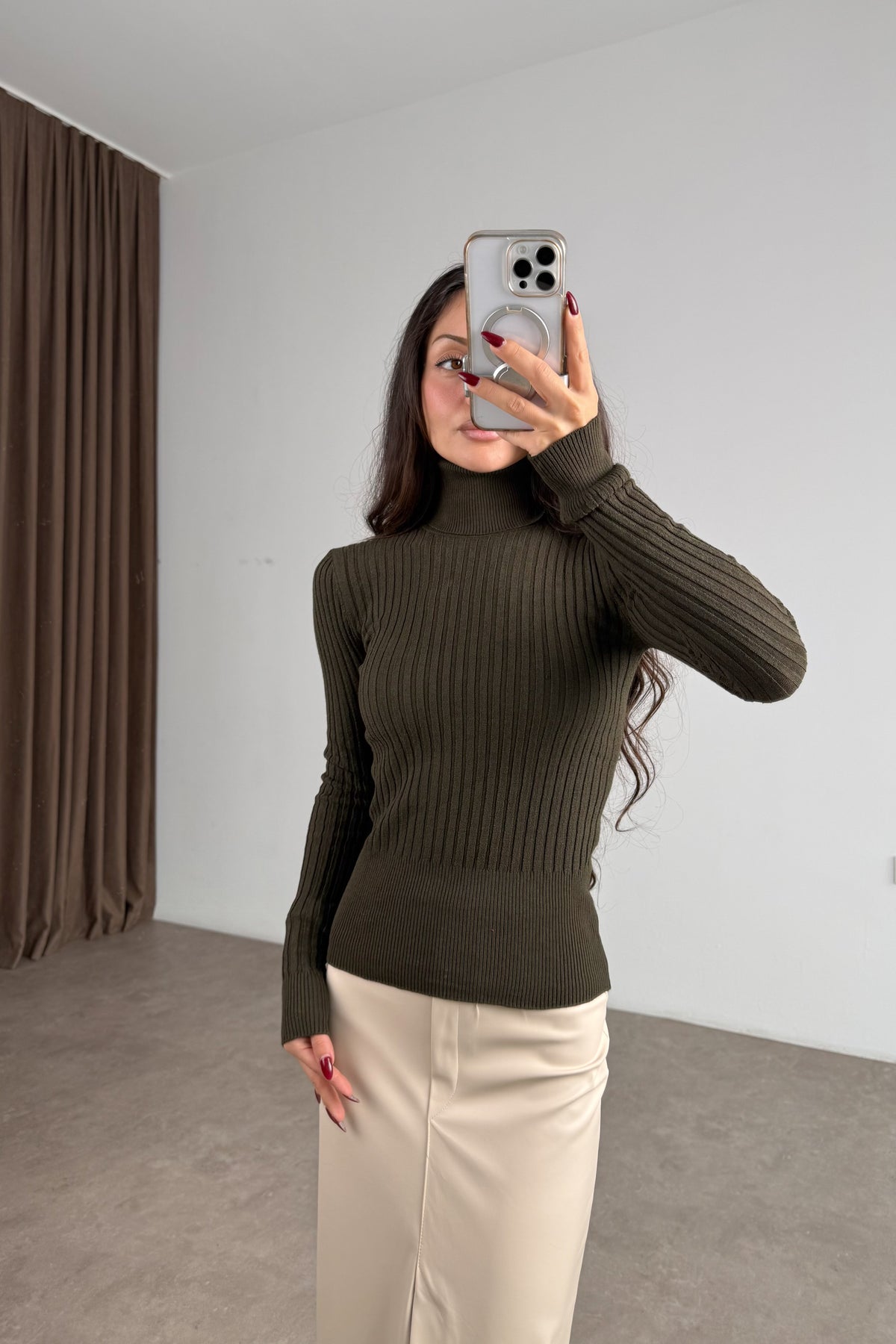 Balıkçı Yaka Poliamid Basic Haki Body