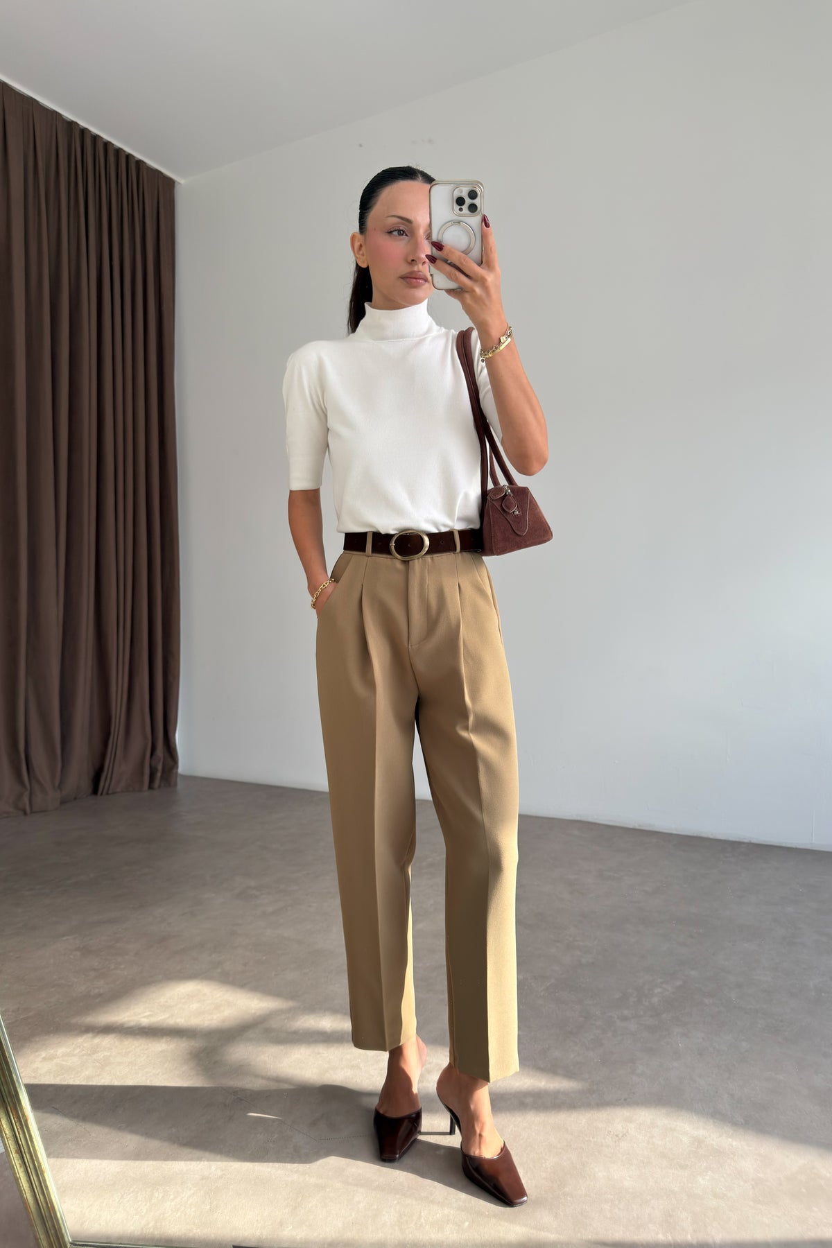 Premium Kemerli Olive Havuç Pantolon