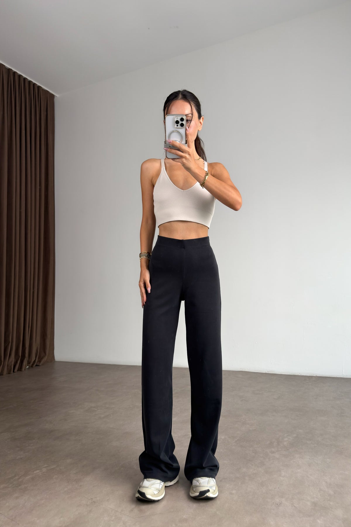 Oys. Modal Likralı Yüksek Belli Anrasit Spor Pantolonu
