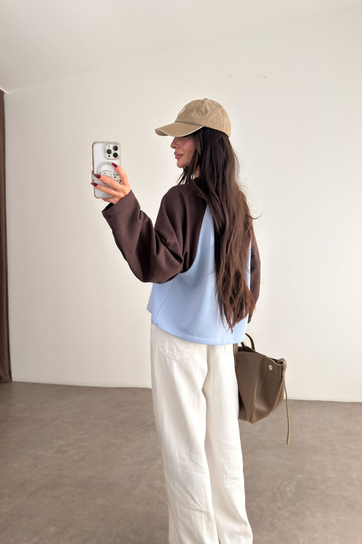 Kahve Mavi Beyzbol Sweatshirt