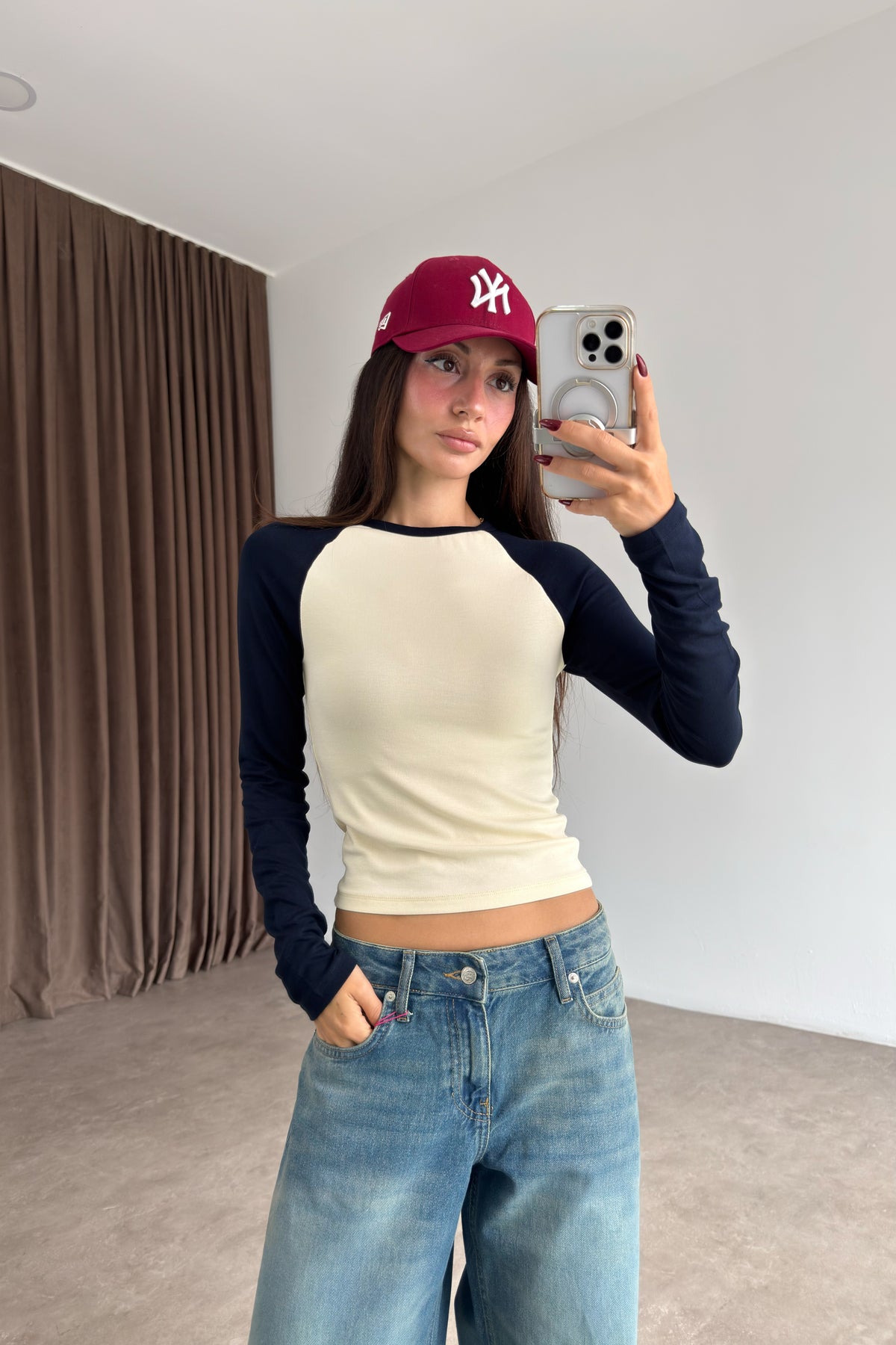 Raglan Kollu Lacivet Bej Body