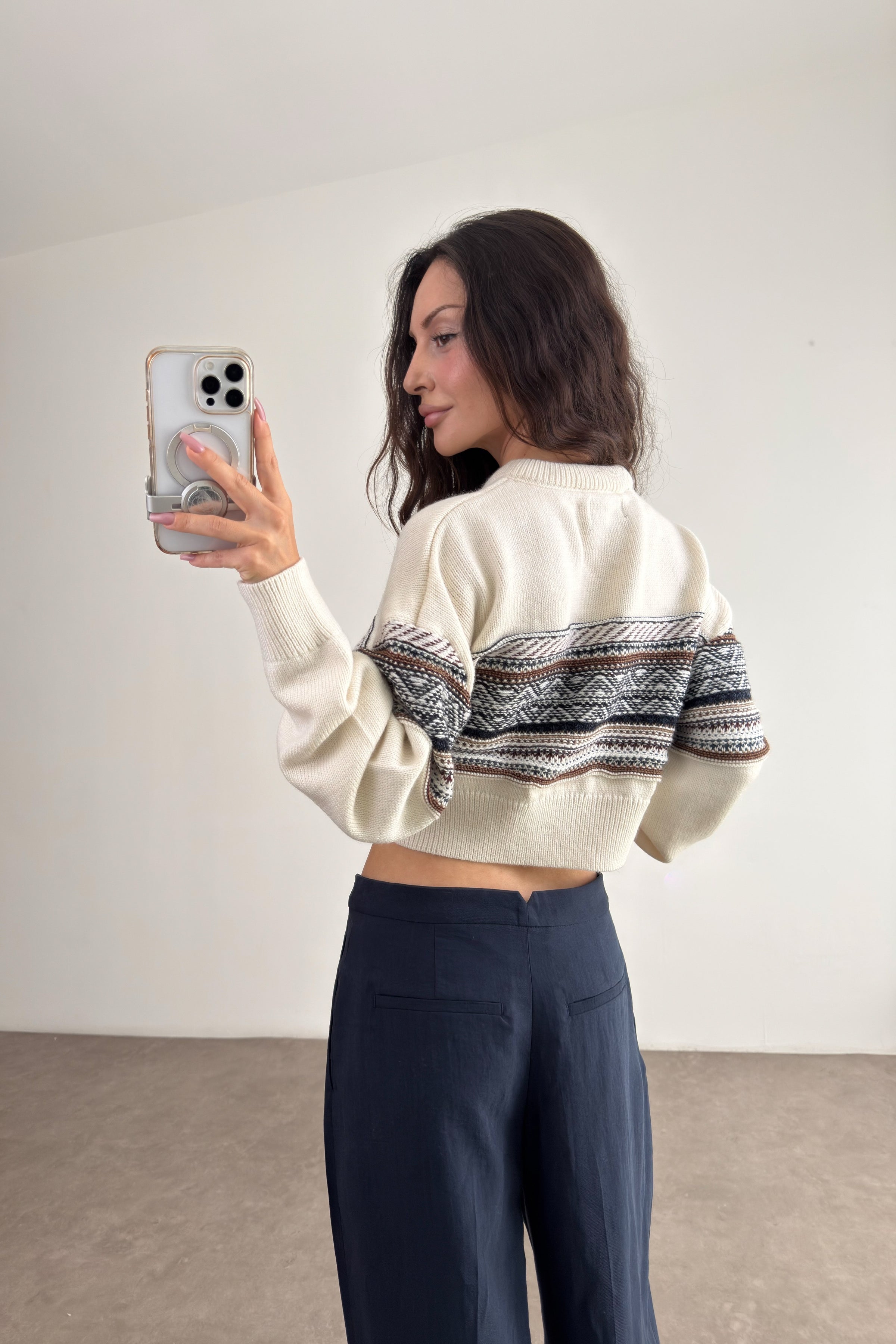 SuperDry Orj Desenli Crop Kazak