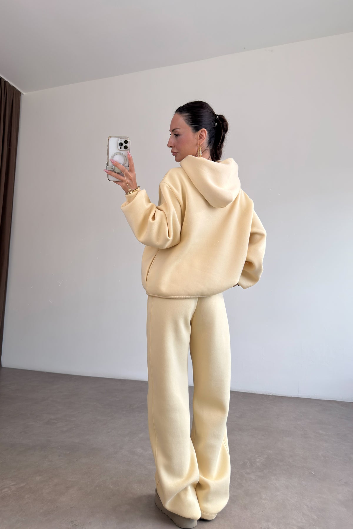 ZRA Kapüşonlu Şardonlu Butter Yellow Takım