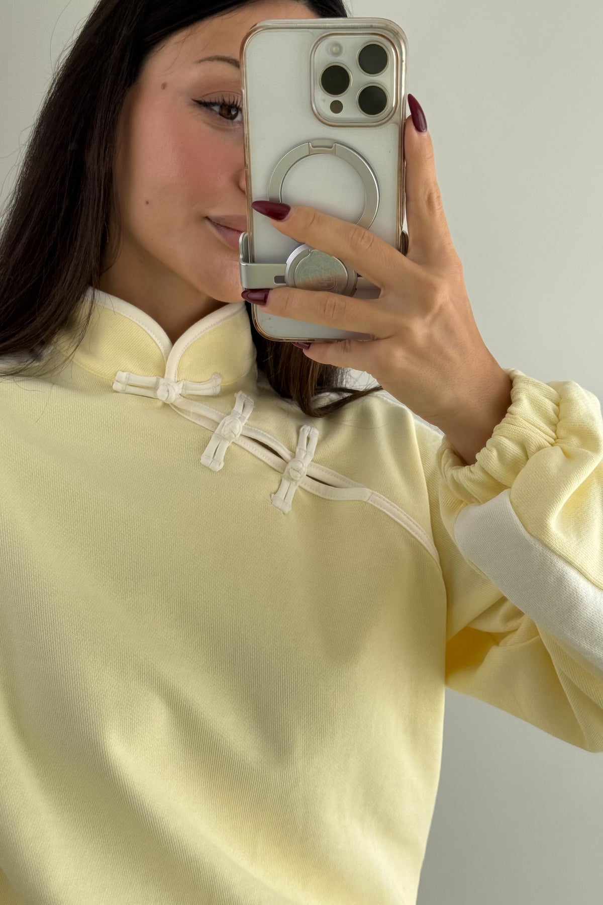 Brshk Asimetrik Frog Kapama Sarı  Sweatshirt
