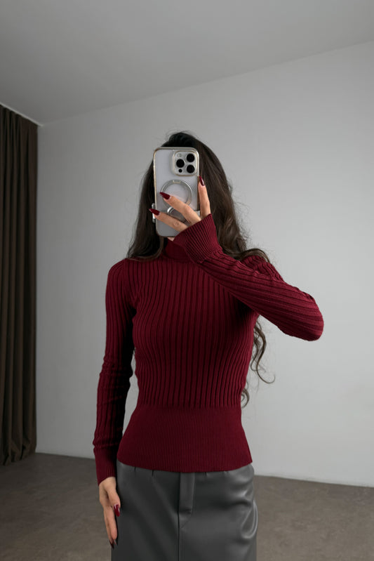 Balıkçı Yaka Poliamid Basic Bordo Body