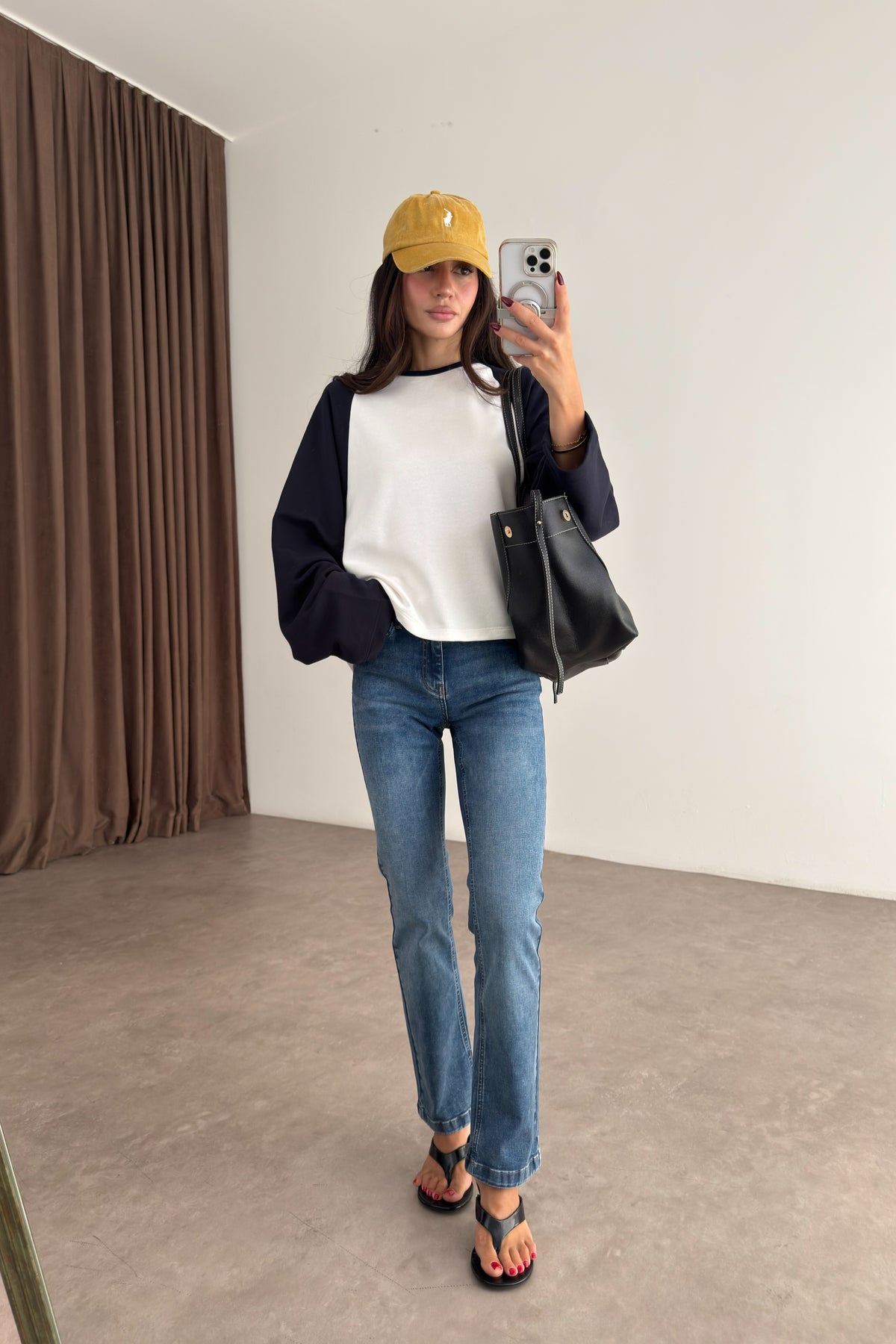 Lacivert Beyaz Beyzbol Sweatshirt