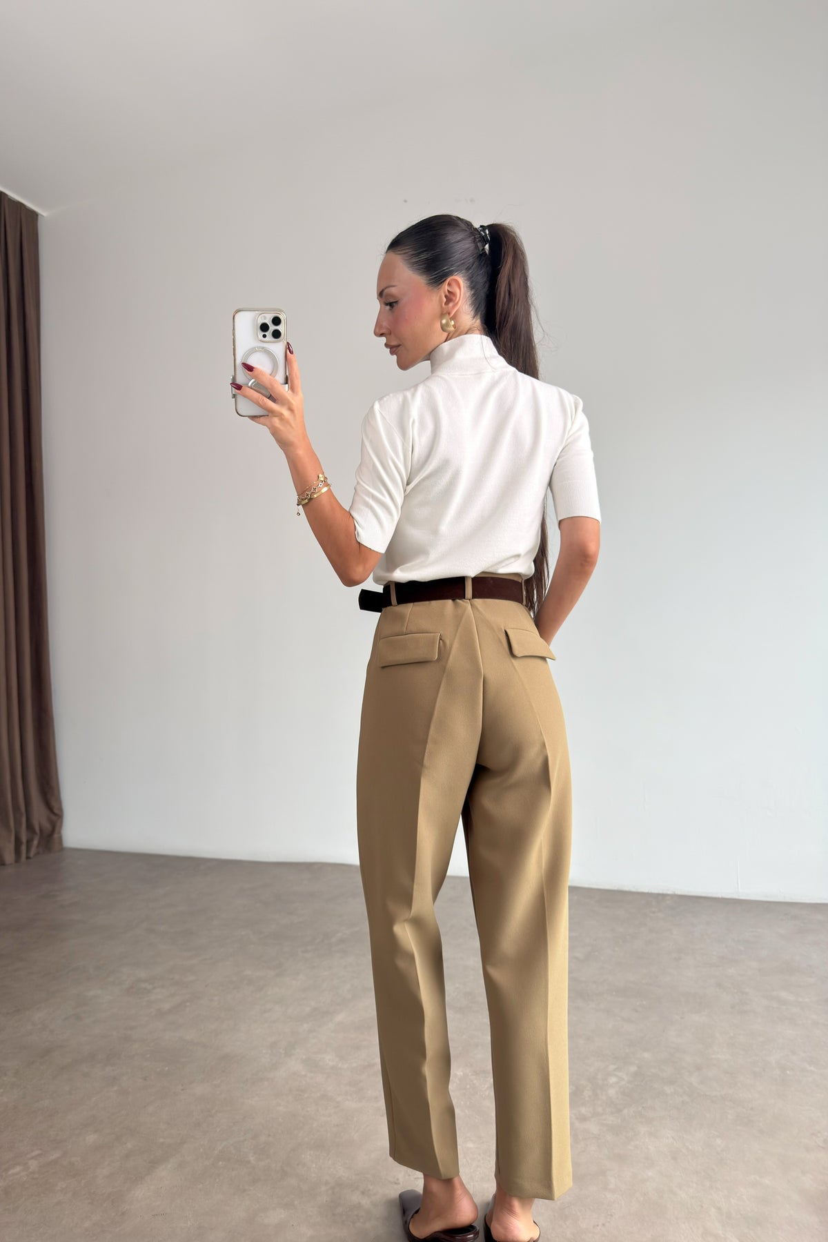 Premium Kemerli Olive Havuç Pantolon