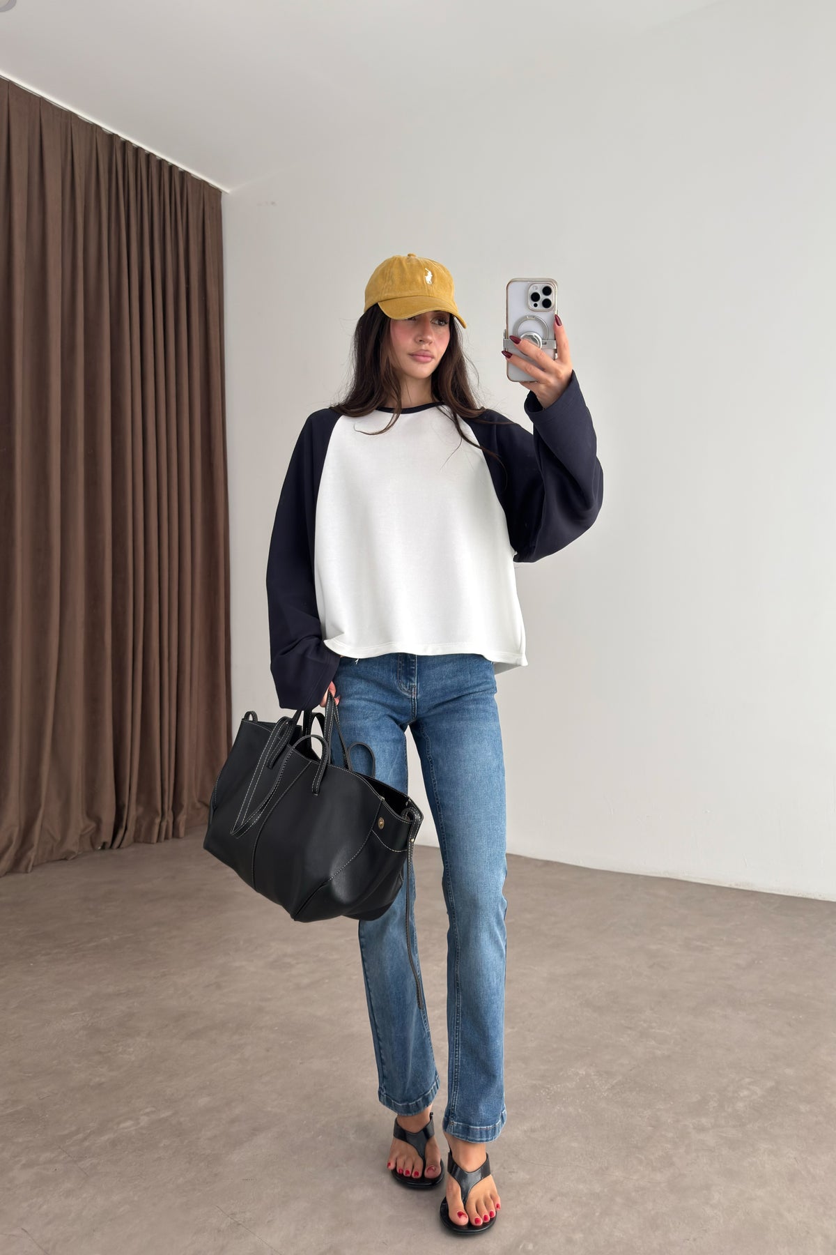 Lacivert Beyaz Beyzbol Sweatshirt