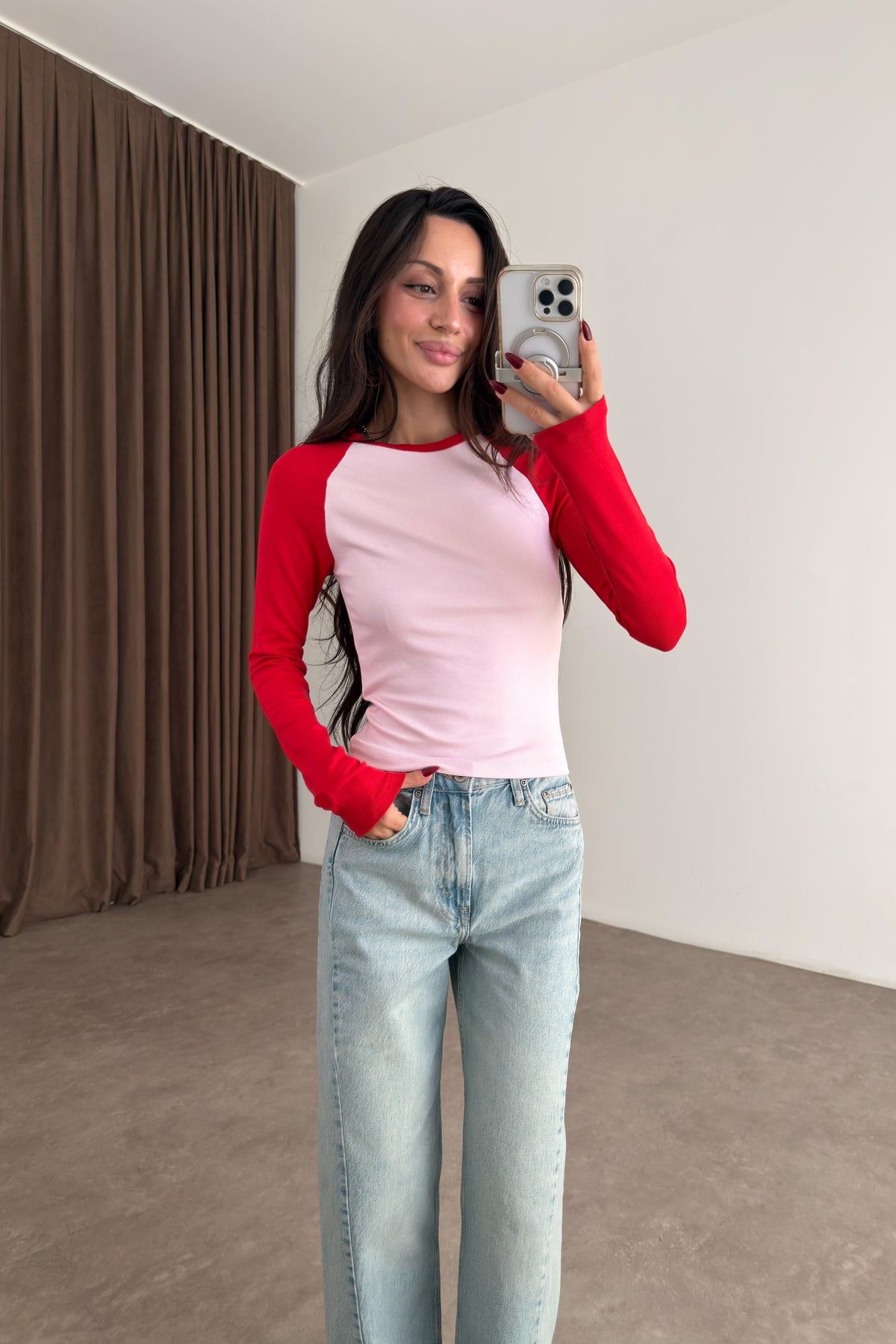Raglan Kollu Kırmızı Pembe Body