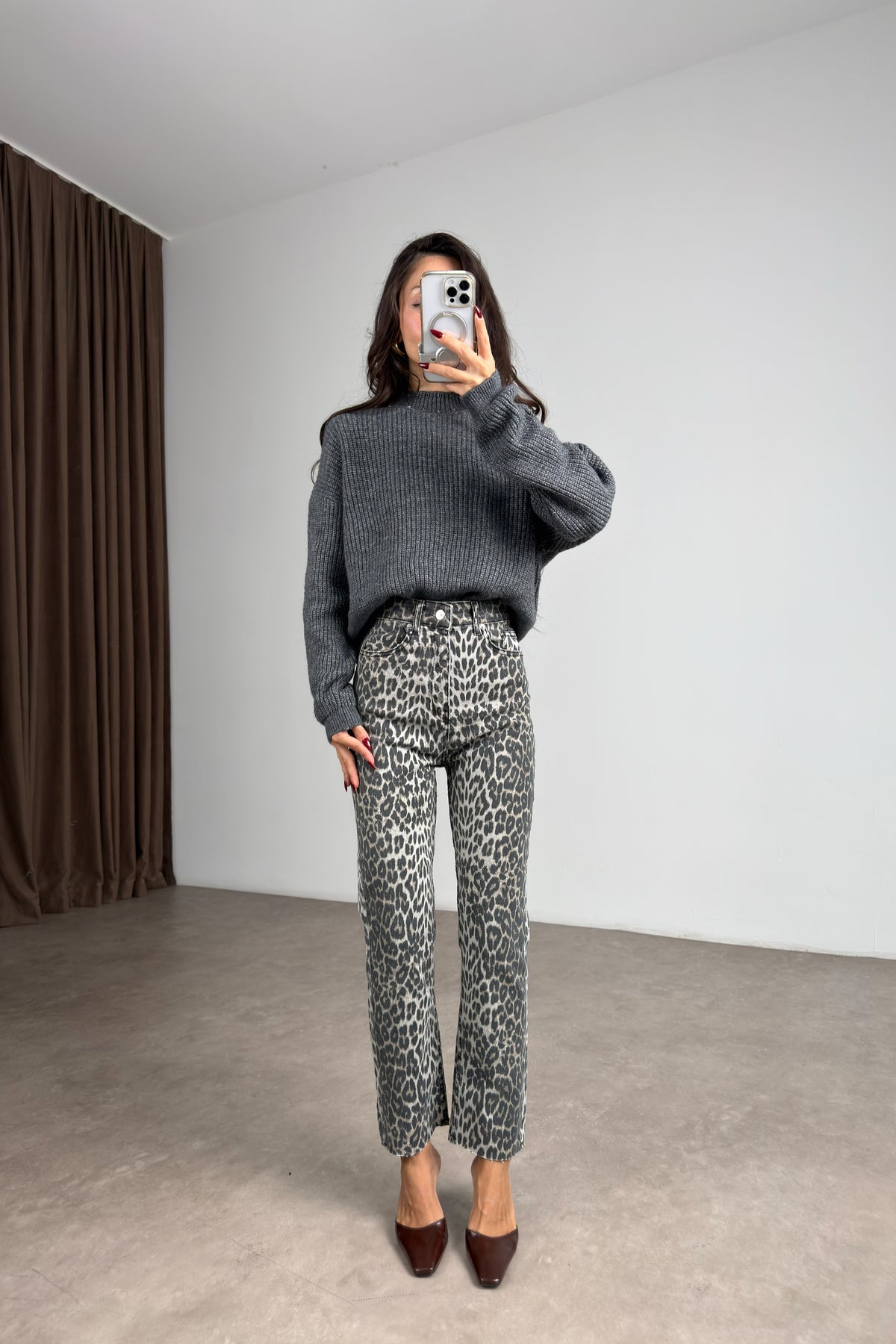ZR Soft Gri Leo Yüksek Belli Boyfit Jean
