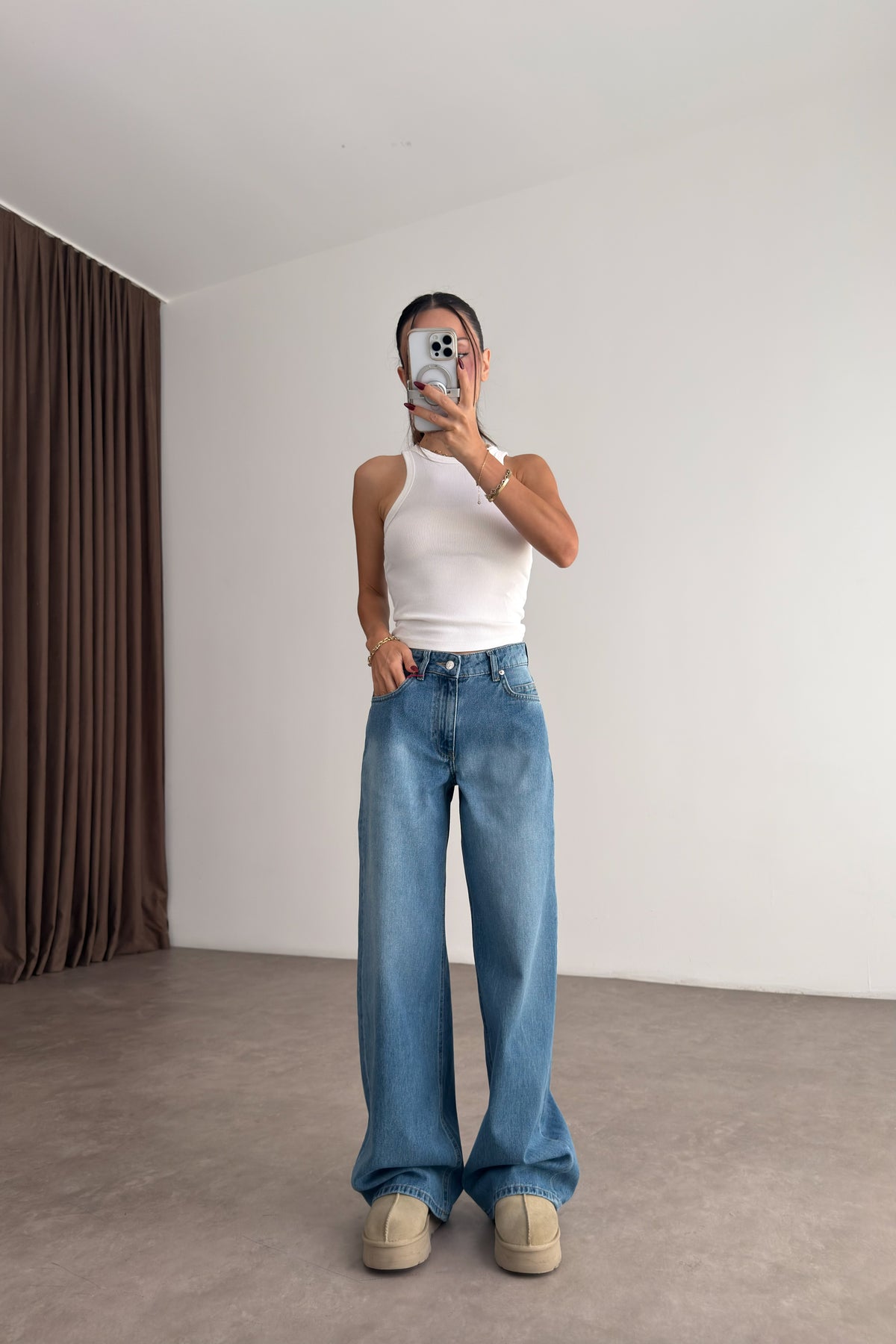 760 Mid Blue Yüksek Belli Baggy Jean