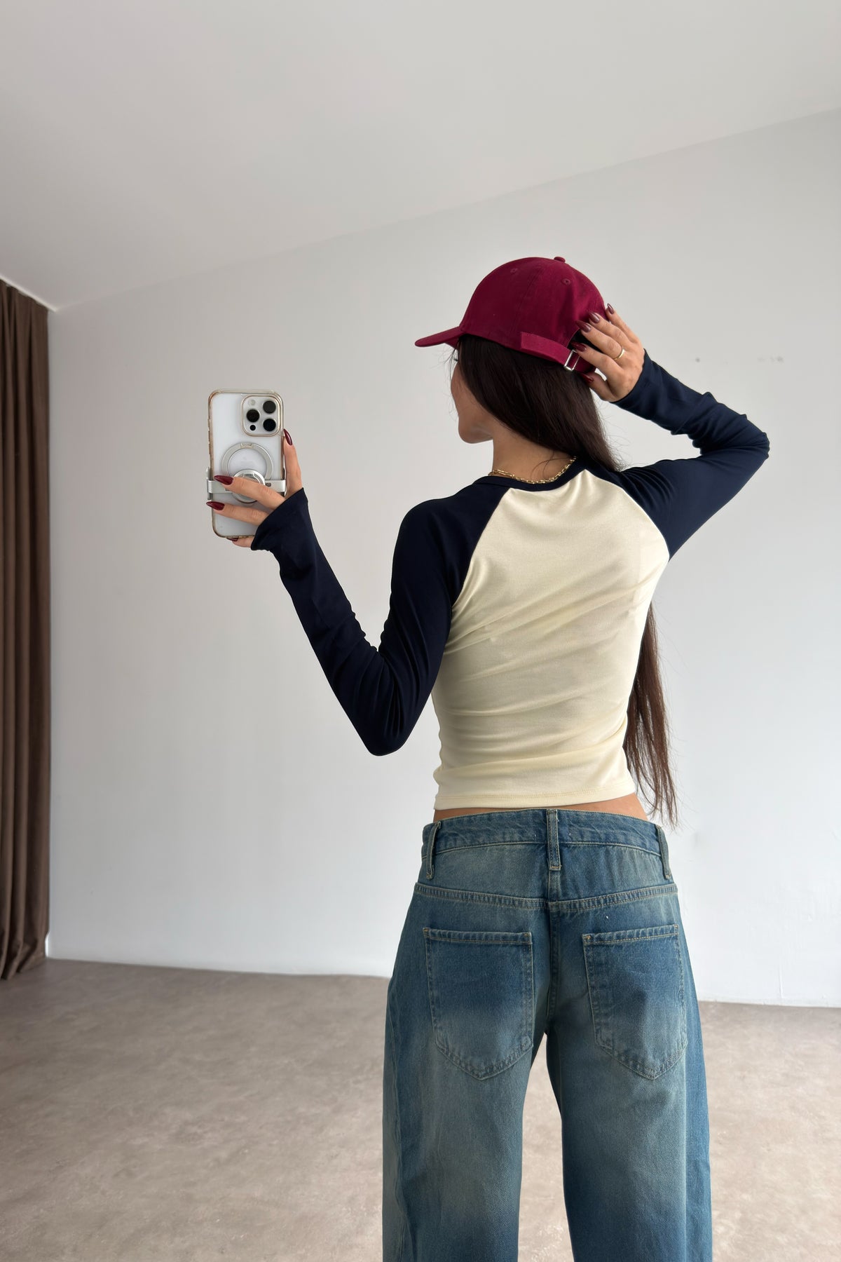 Raglan Kollu Lacivet Bej Body