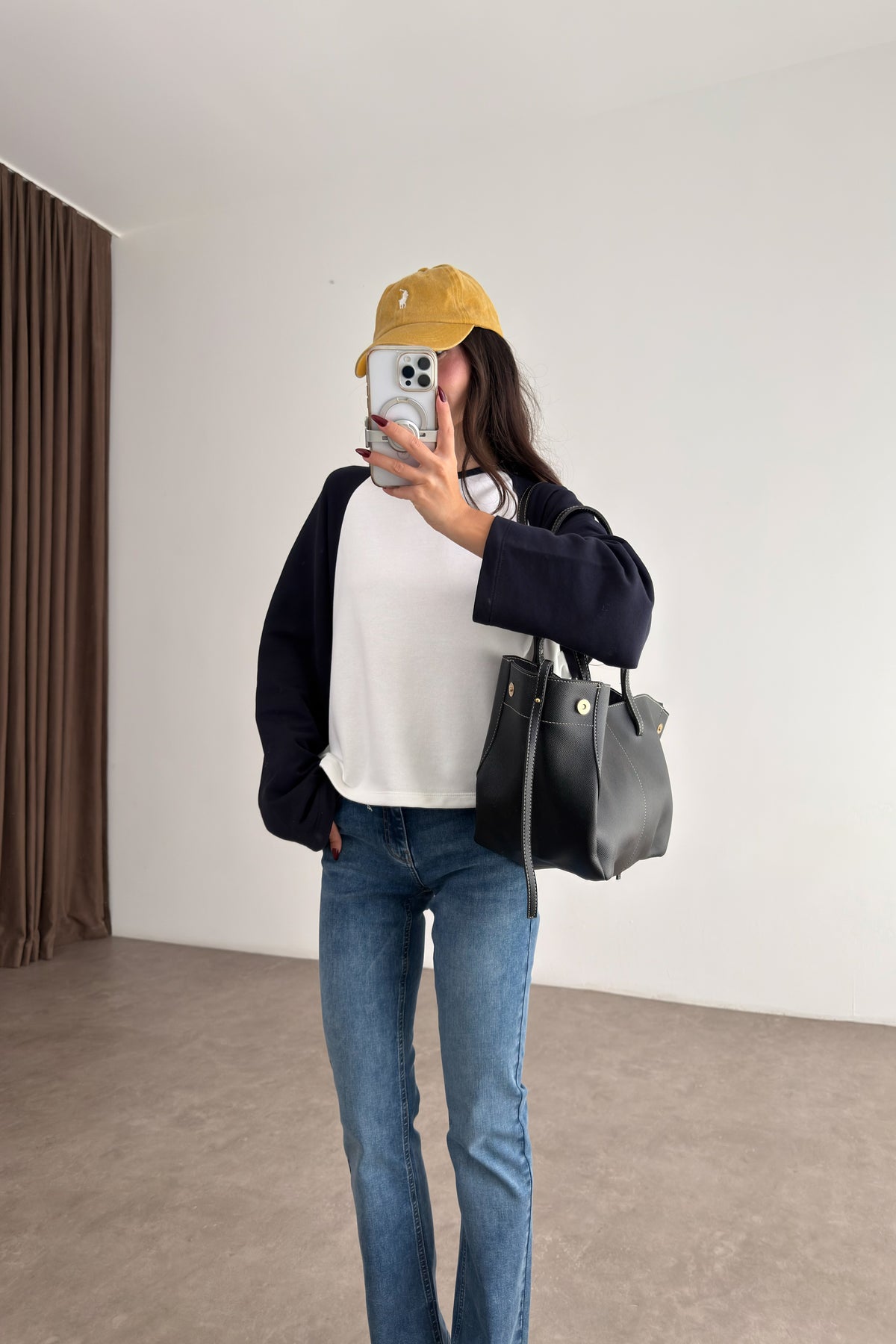 Lacivert Beyaz Beyzbol Sweatshirt