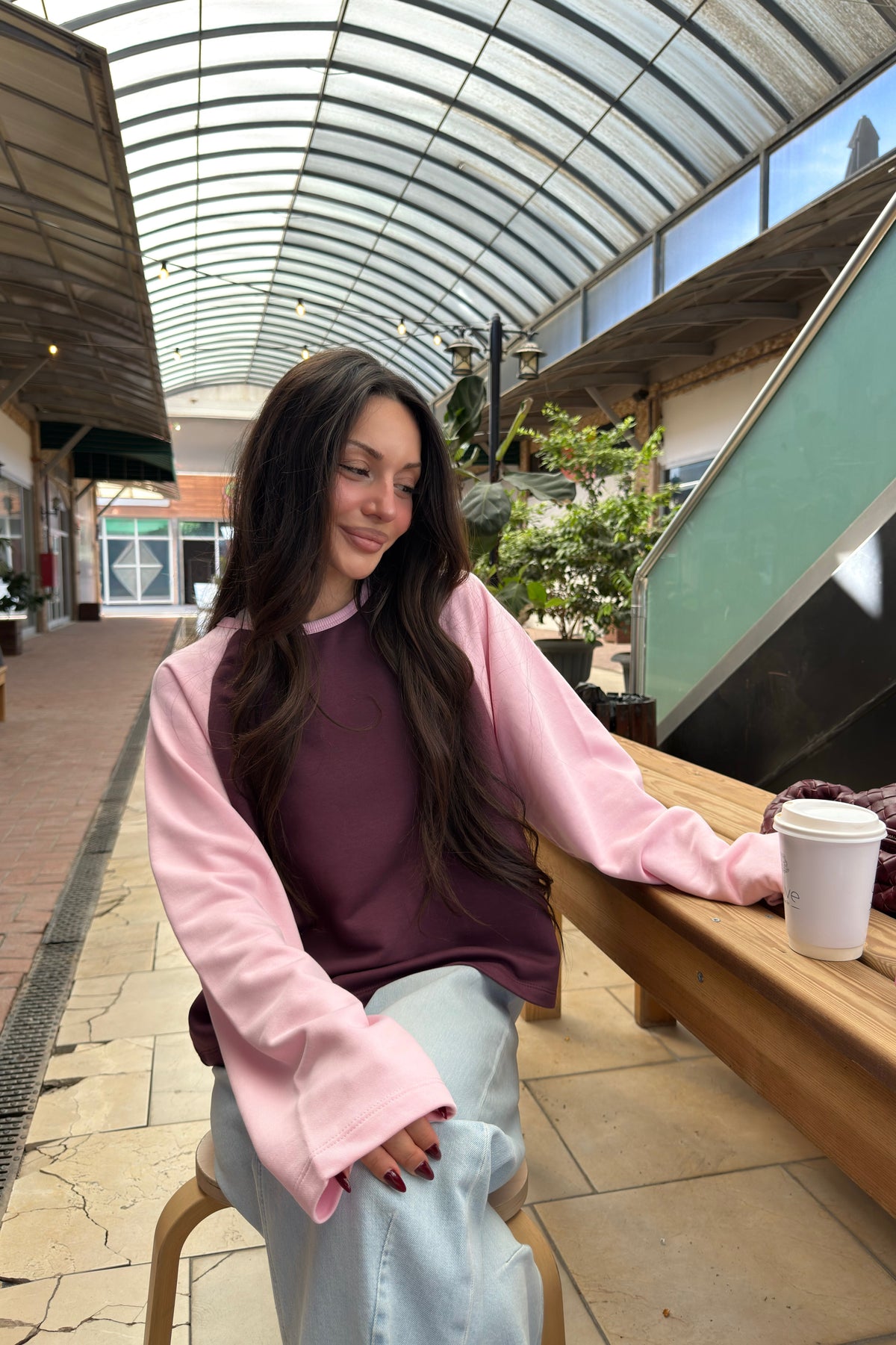 Mürdüm Pembe Beyzbol Sweatshirt