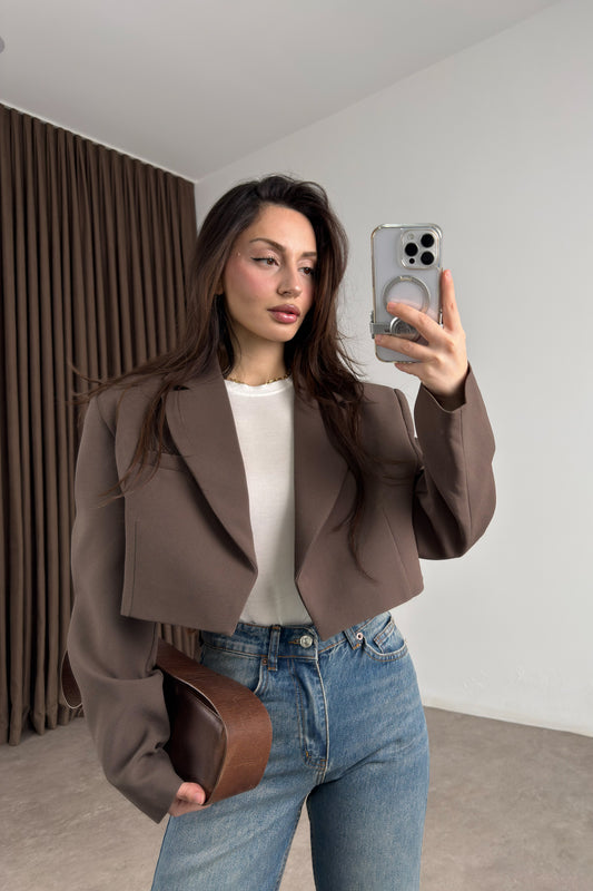 Premium Kısa Blazer Kahve Ceket