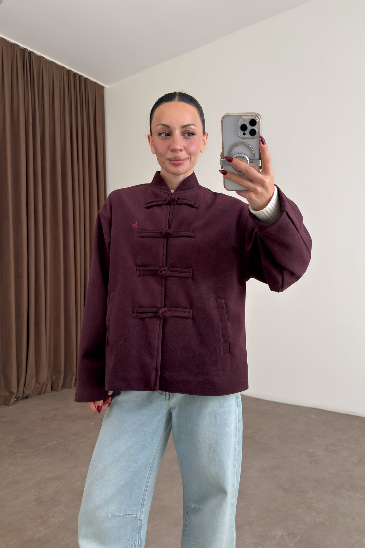RL Hakim Yaka Frog Bordo Kaşe Ceket