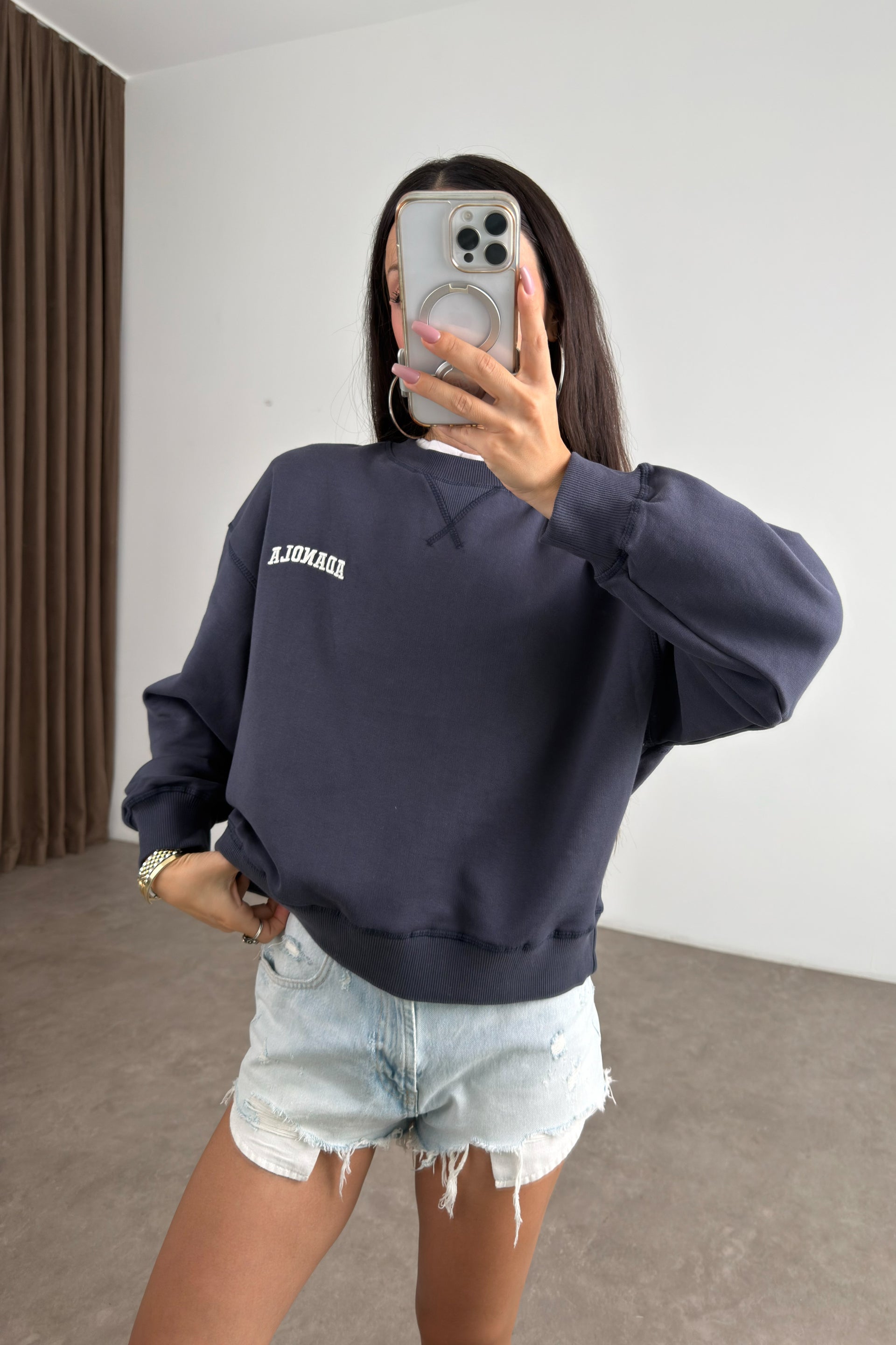 Orijinal Marka Loouse Fit Antrasit Sweatshirt