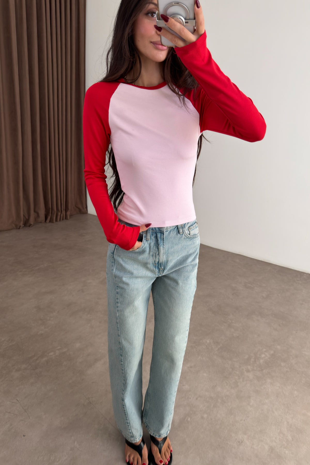 Raglan Kollu Kırmızı Pembe Body