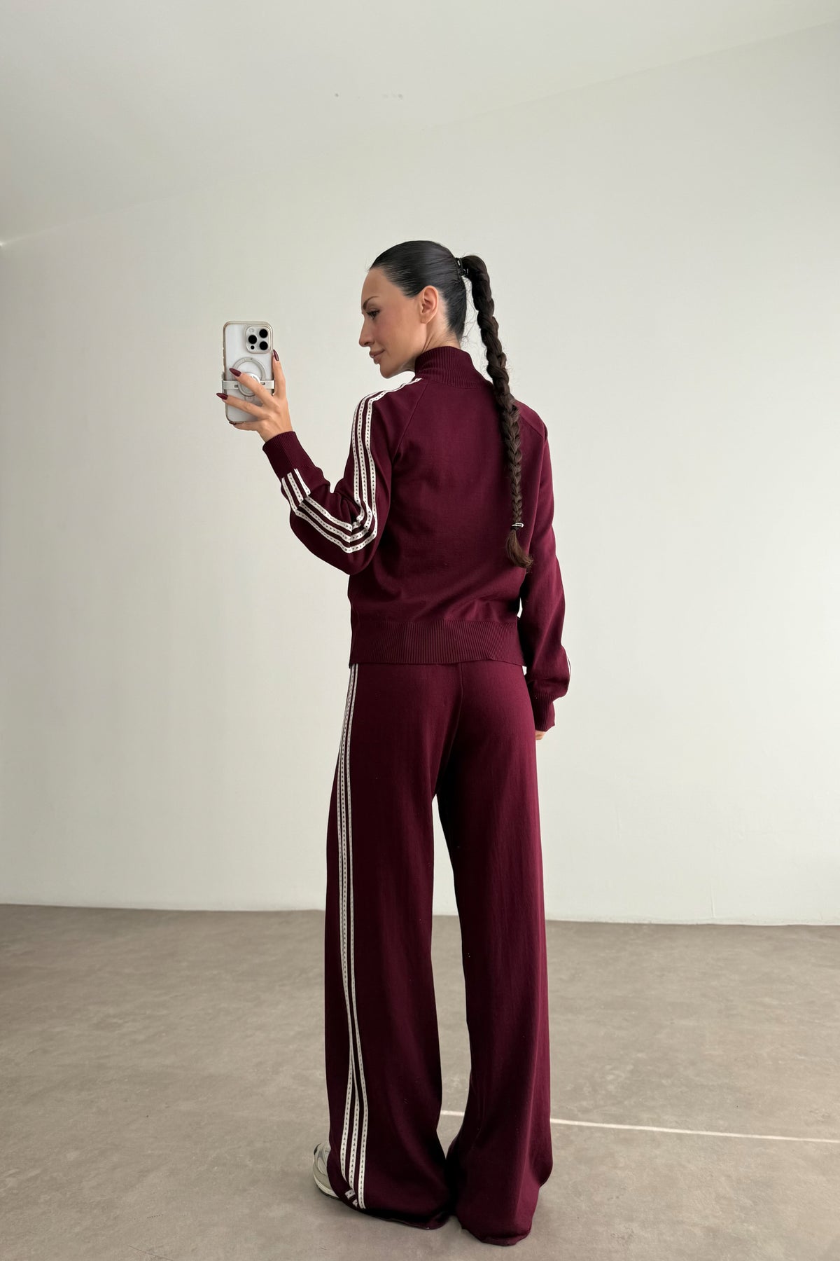 Adds Triko Ceket Pantolon Bordo Takım