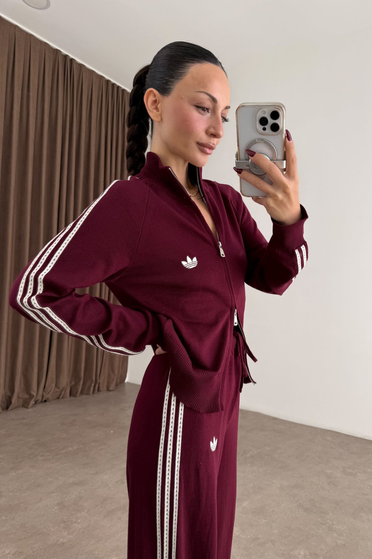 Adds Triko Ceket Pantolon Bordo Takım