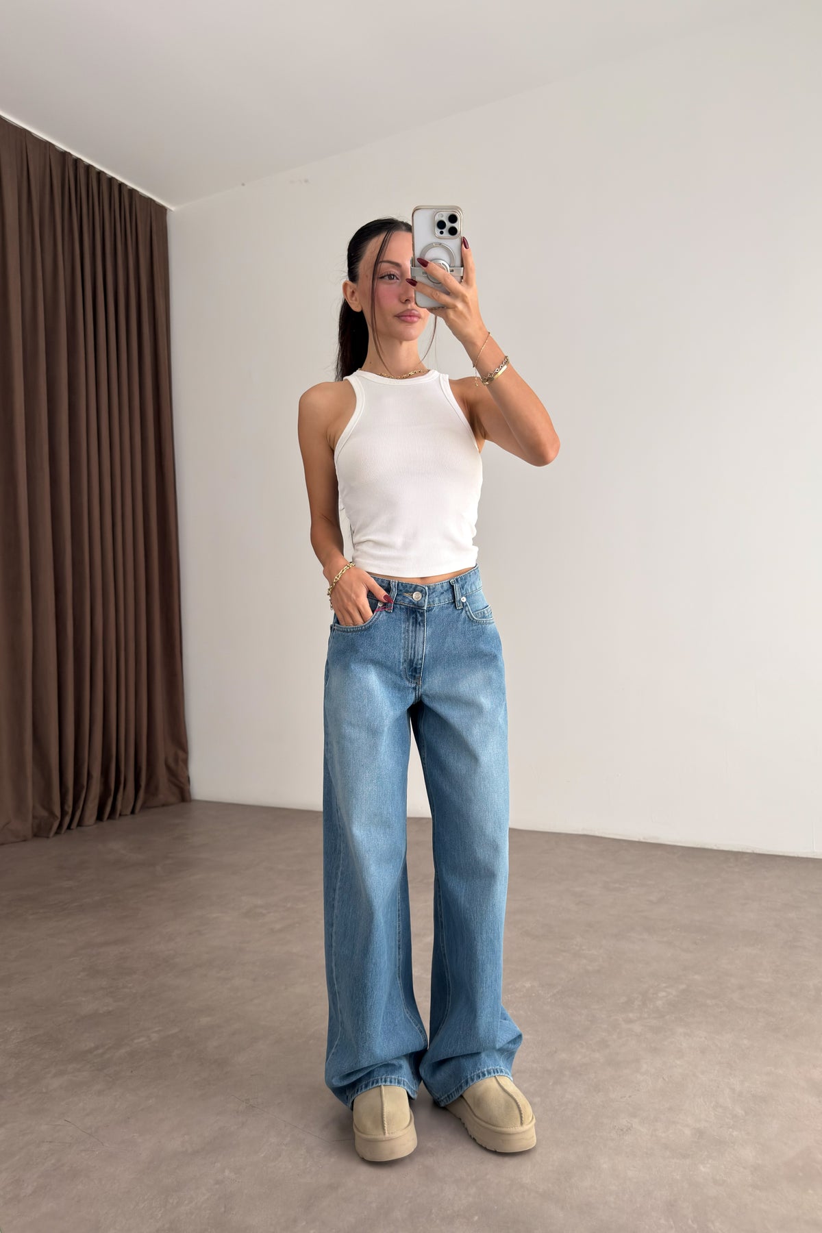 760 Mid Blue Yüksek Belli Baggy Jean