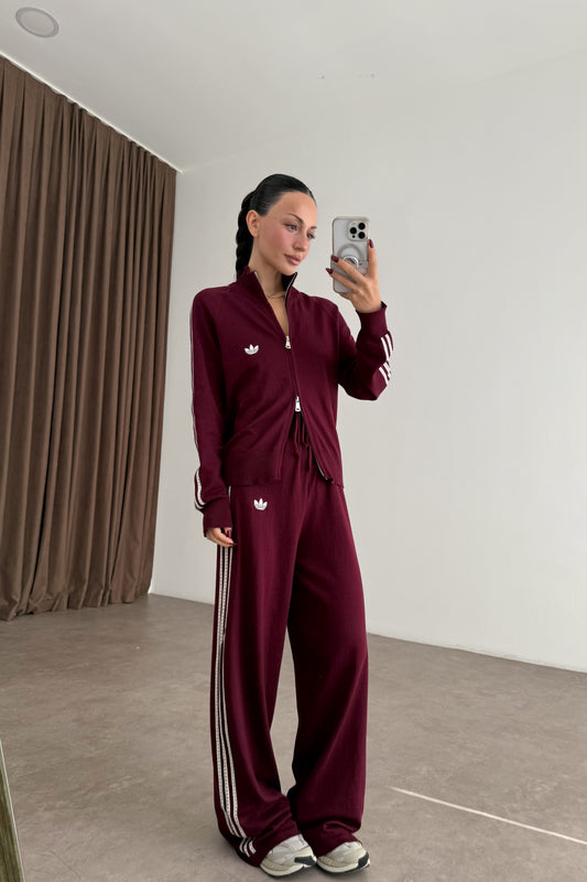 Adds Triko Ceket Pantolon Bordo Takım