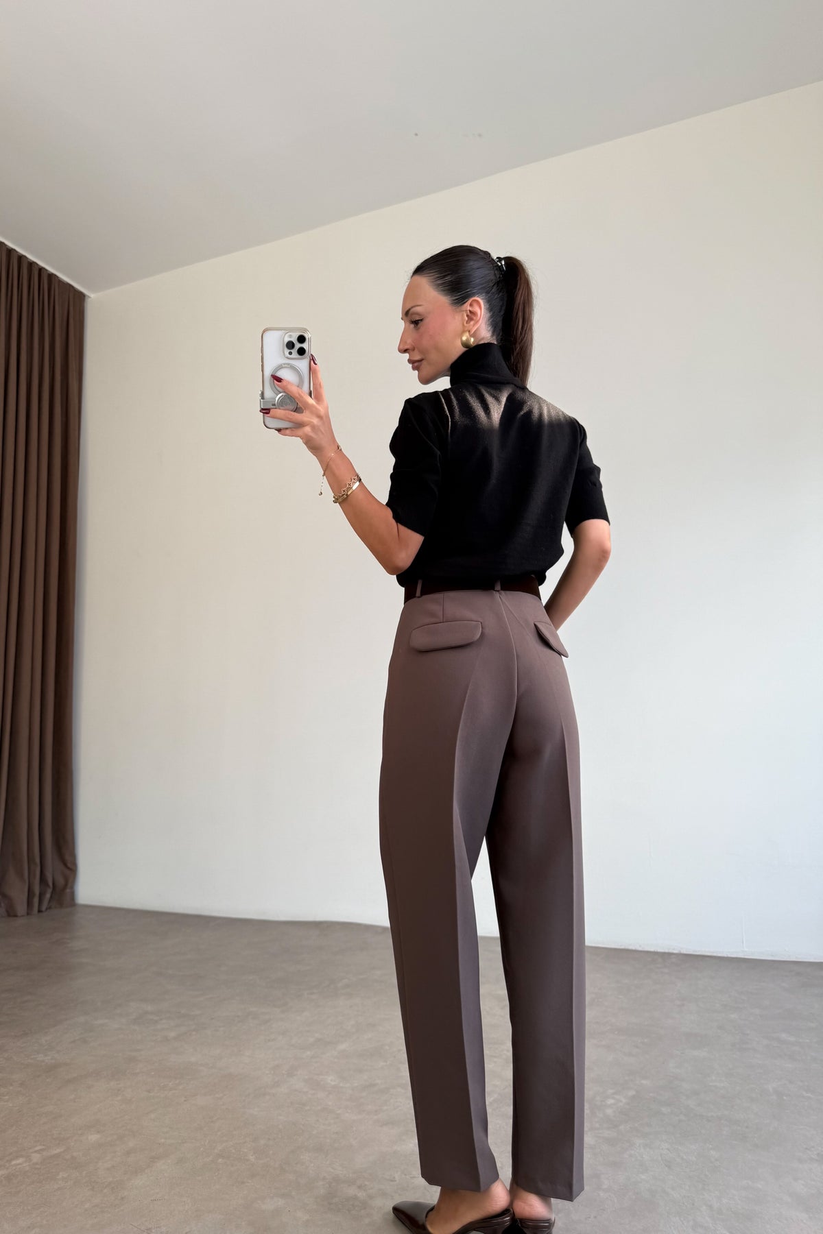 Premium Kemerli Kahve Havuç Pantolon