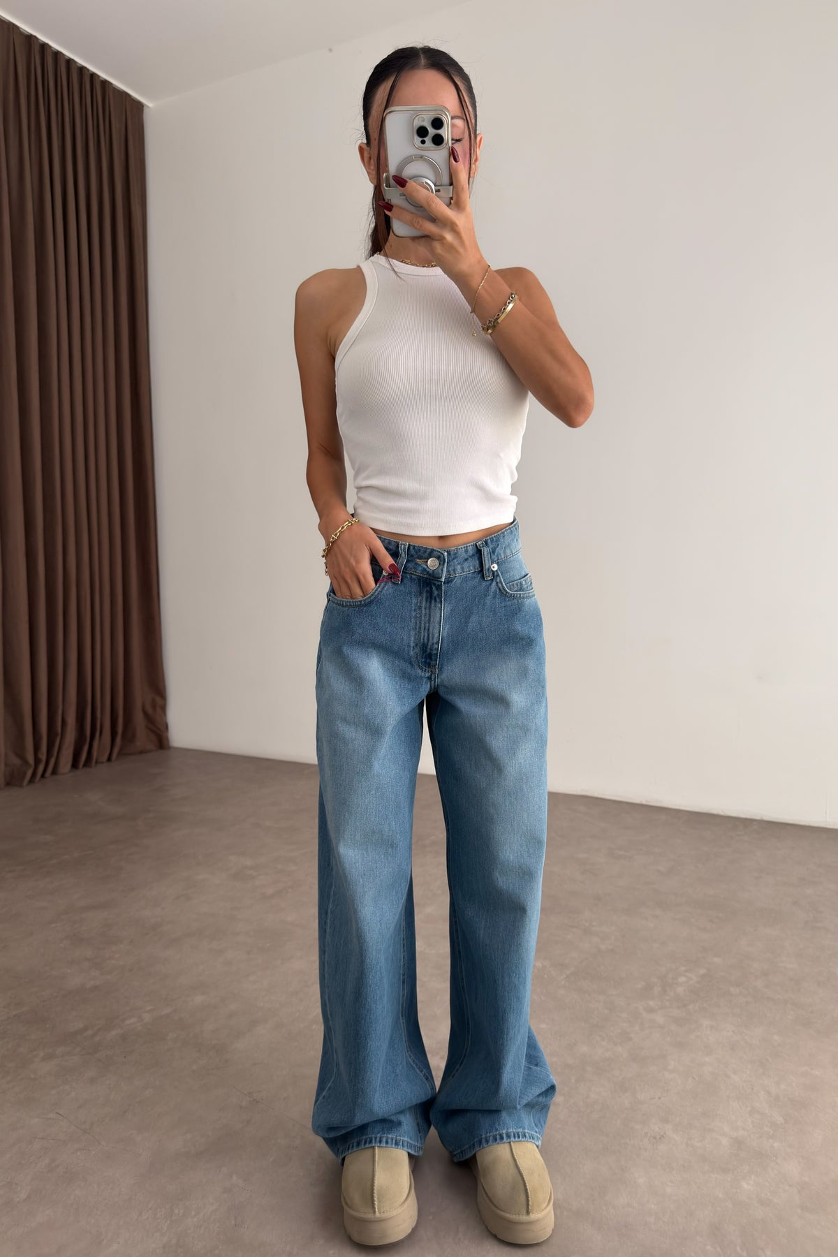760 Mid Blue Yüksek Belli Baggy Jean