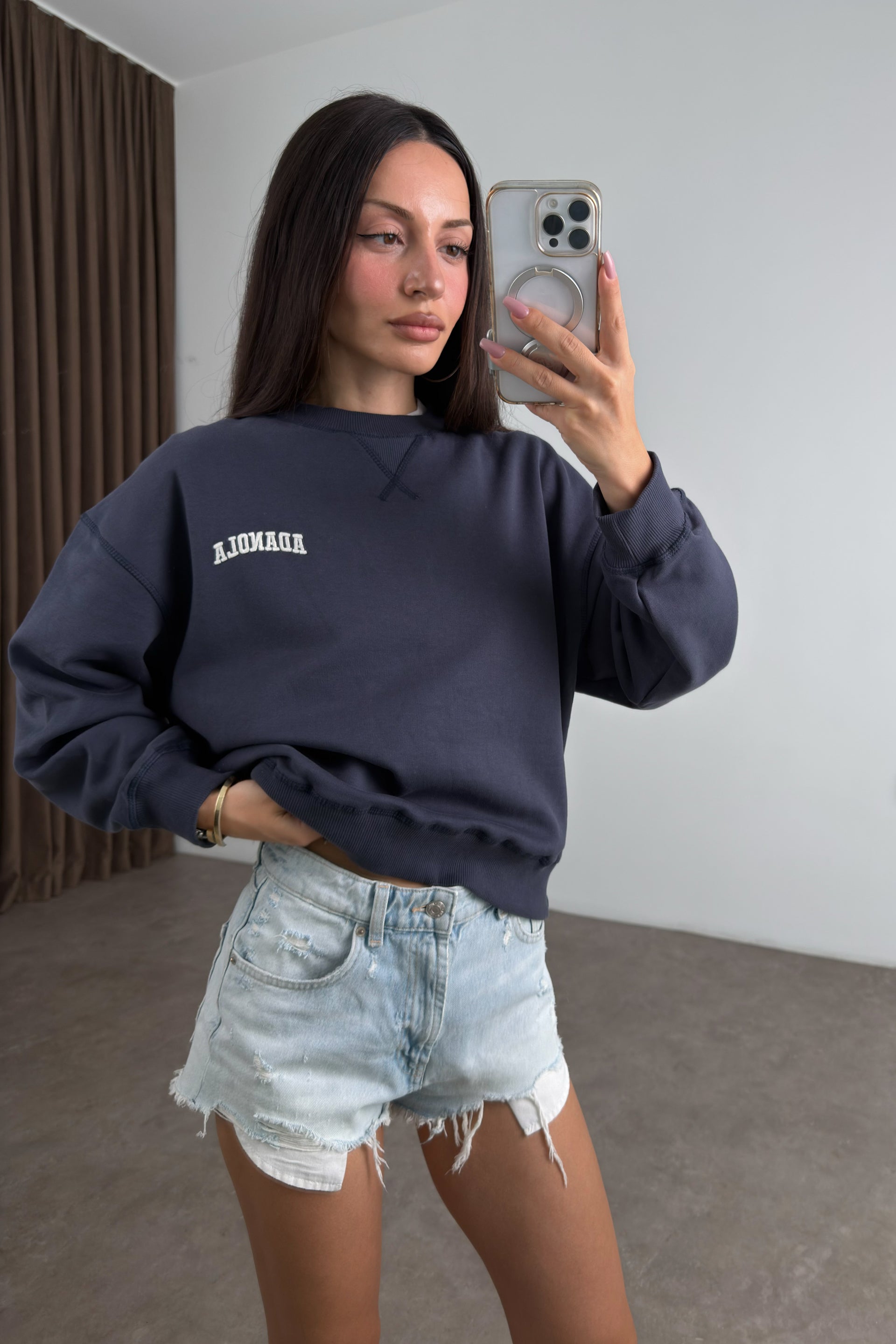 Orijinal Marka Loouse Fit Antrasit Sweatshirt