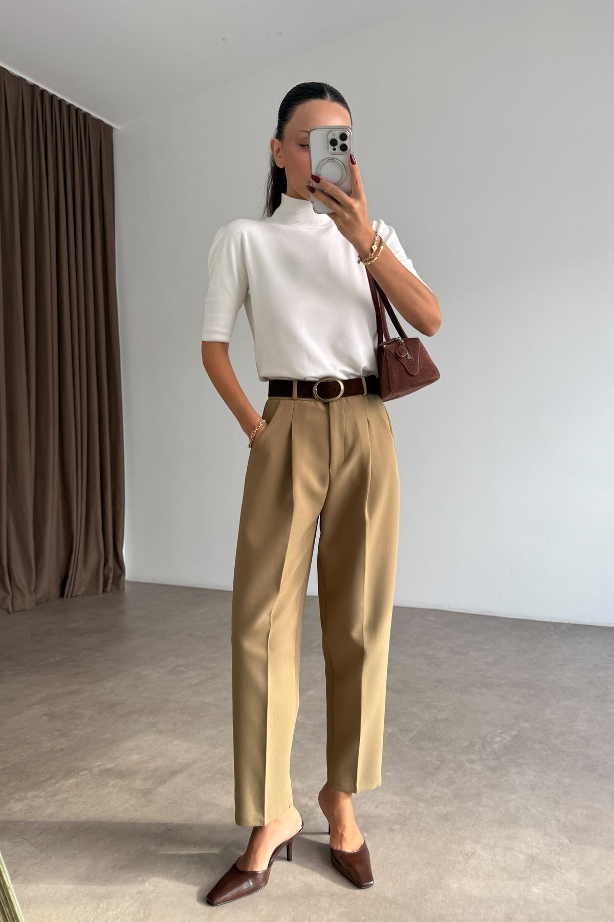 Premium Kemerli Olive Havuç Pantolon