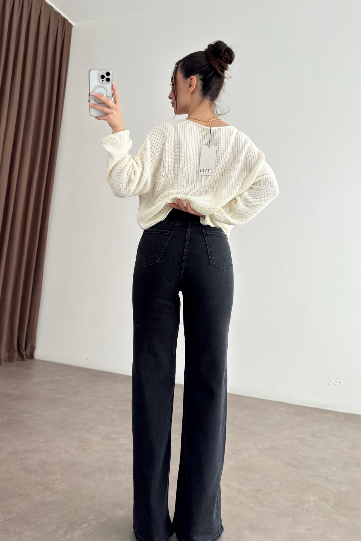 ZRA Dikişli Paça Straightleg Füme Jean