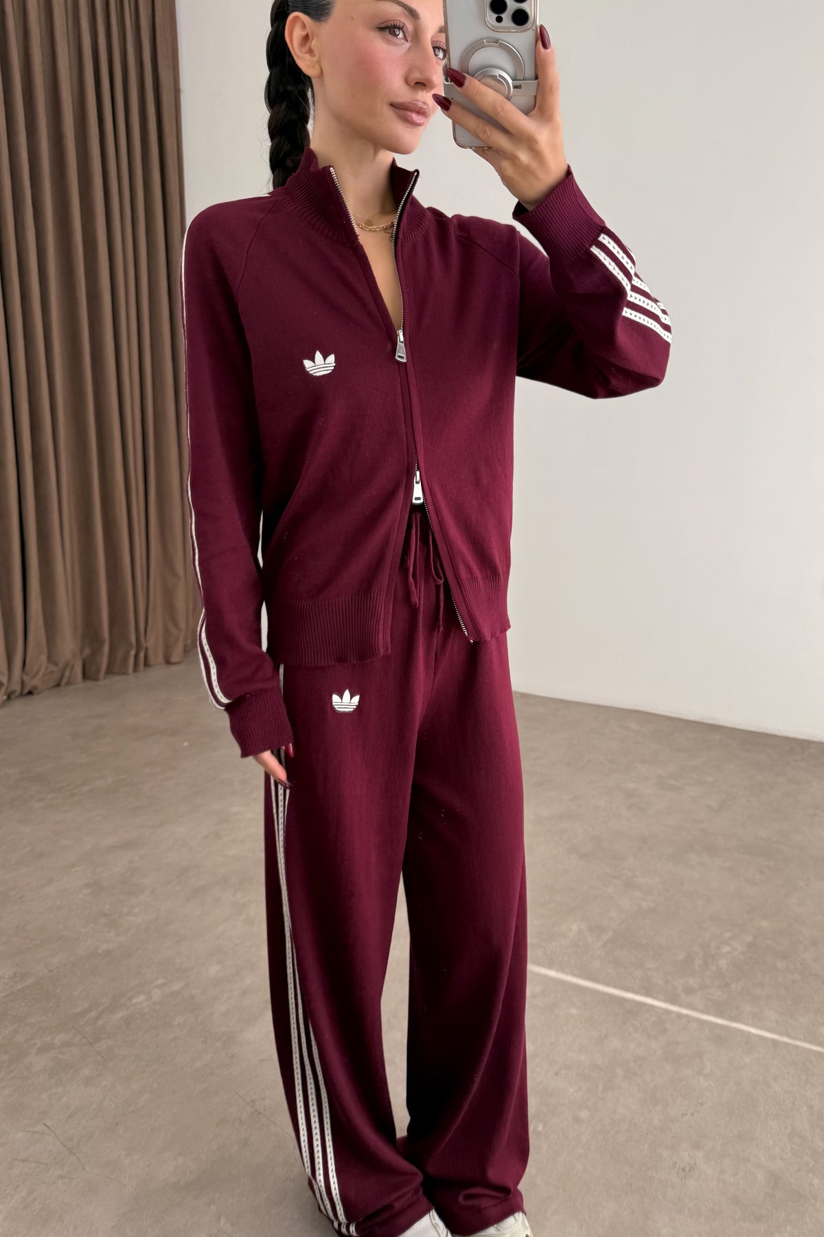 Adds Triko Ceket Pantolon Bordo Takım