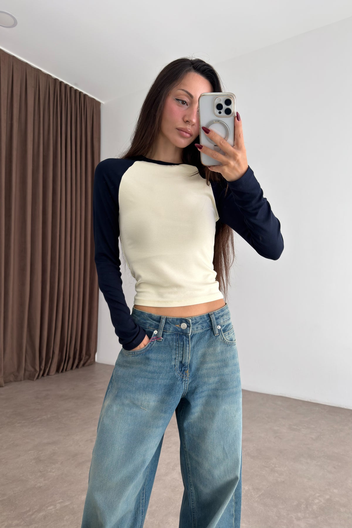 Raglan Kollu Lacivet Bej Body