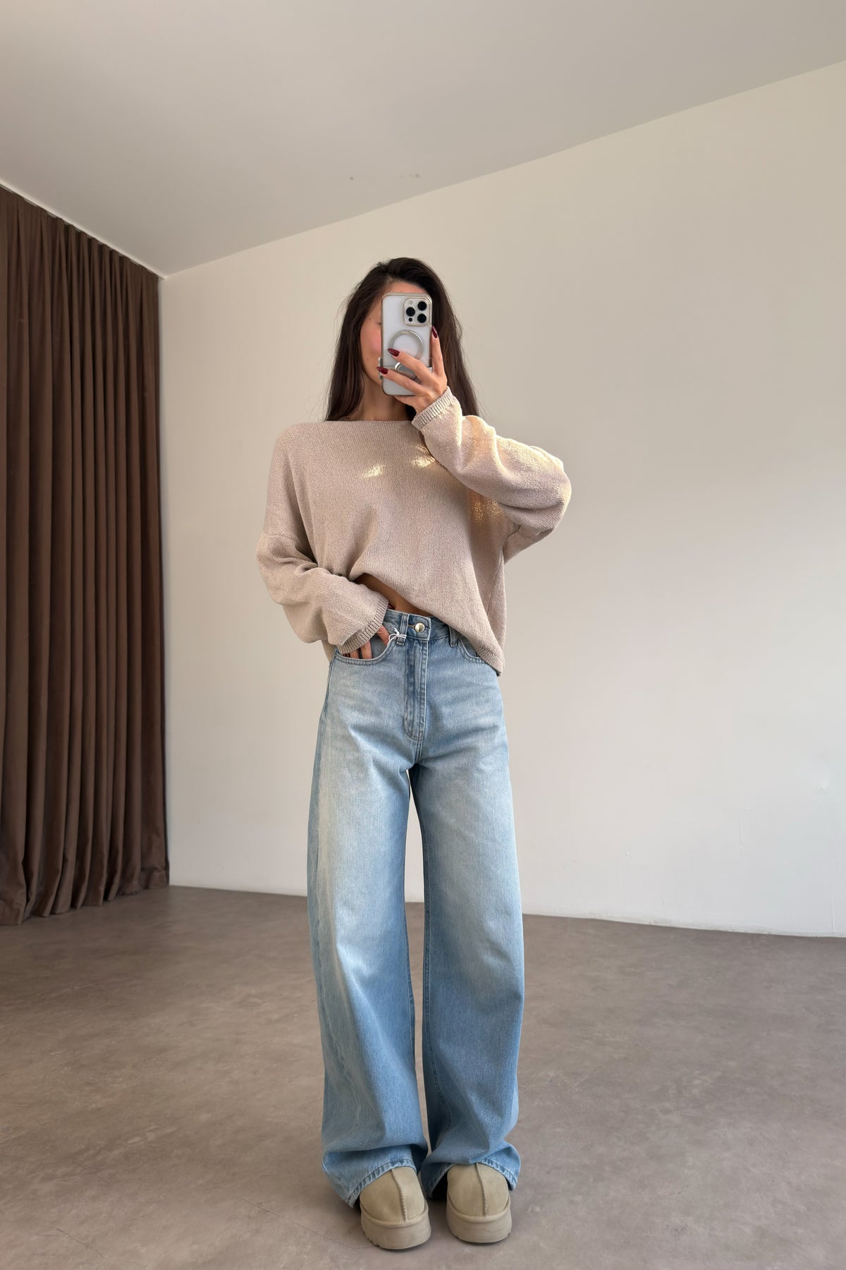 Cs Ice Blue Yüksek Belli Baggy Jean