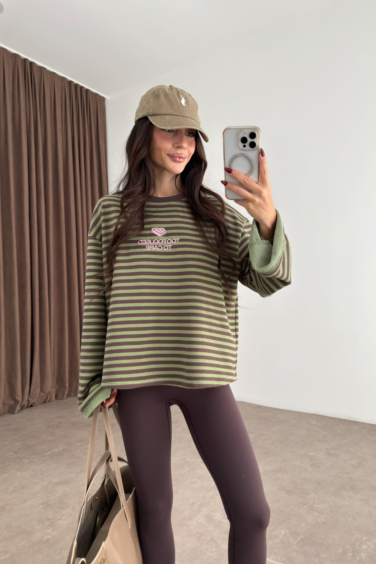 To Care Yeşil Kahve Çizgili Sweatshirt